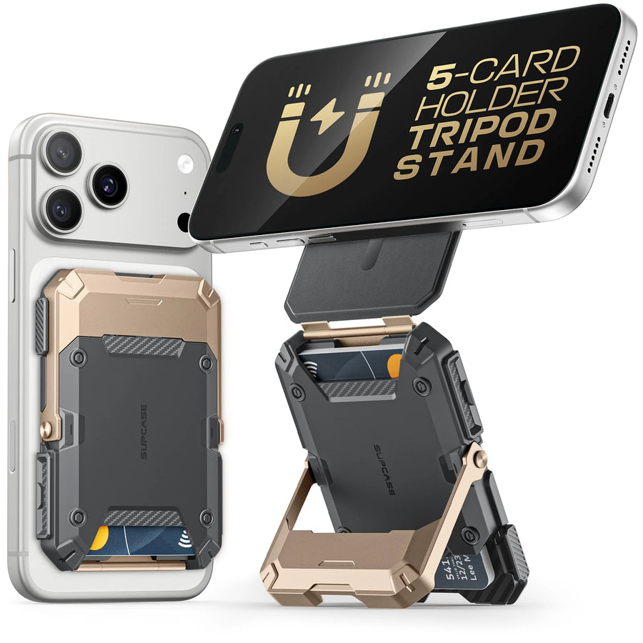 Magnetic Card Holder with Phone Stand, 5-Card Wallet for MagSafe