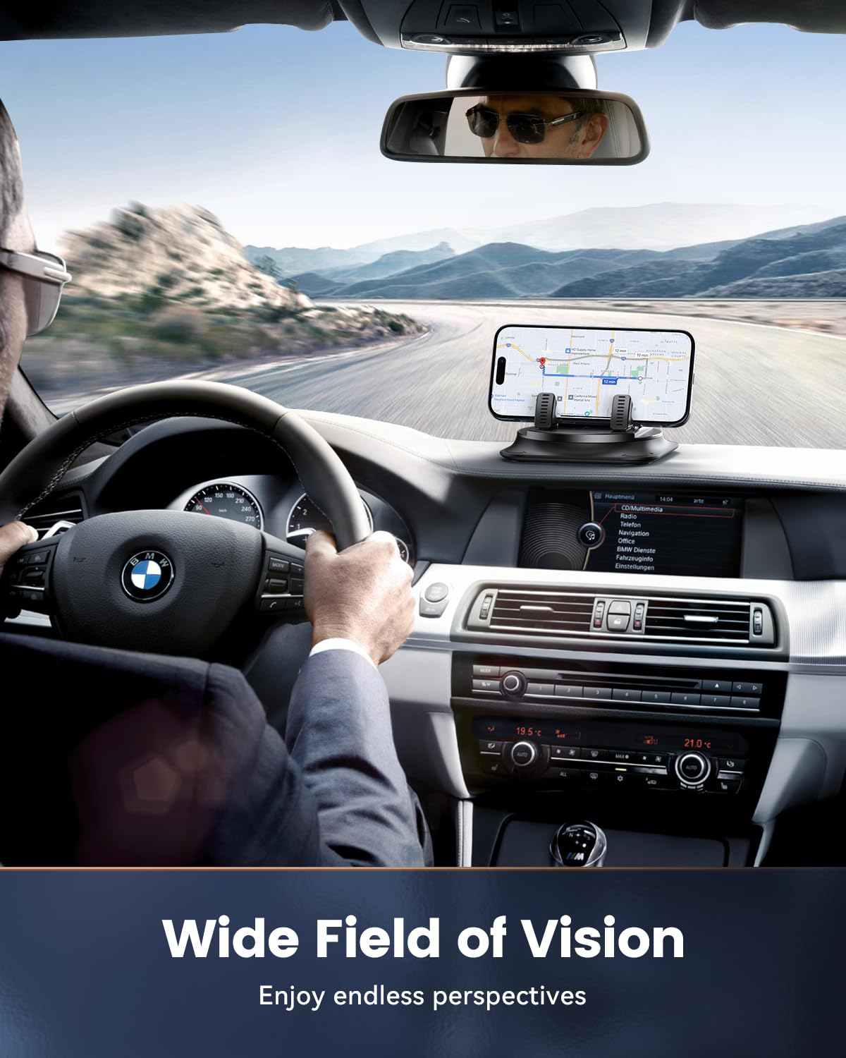 360° Rotatable Car Dashboard Phone Holder, Anti-Slip Silicone Cell Phone Mount