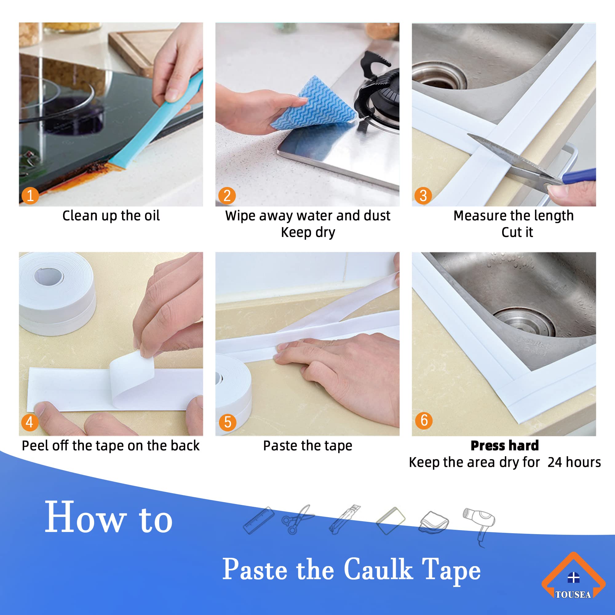 Bathroom Caulk Tape, Flexible Waterproof Gap Sealer for Toilet Base Wall Corner