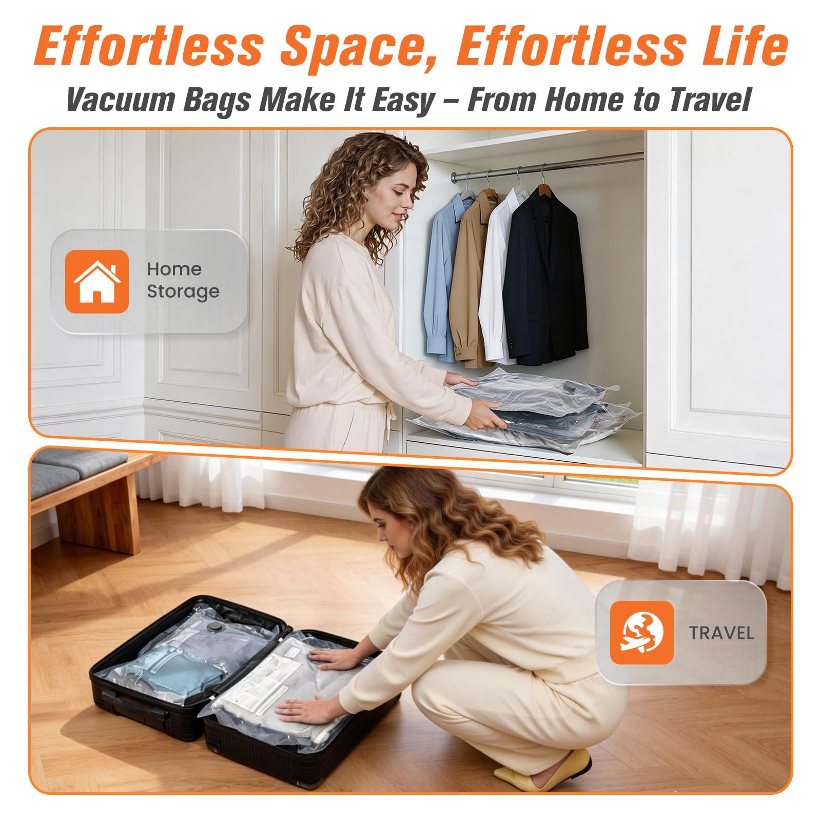 Rechargeable Handheld Clothes Steamer, Portable Travel Garment Steamer with 3 Sizes Vacuum Storage Bags
