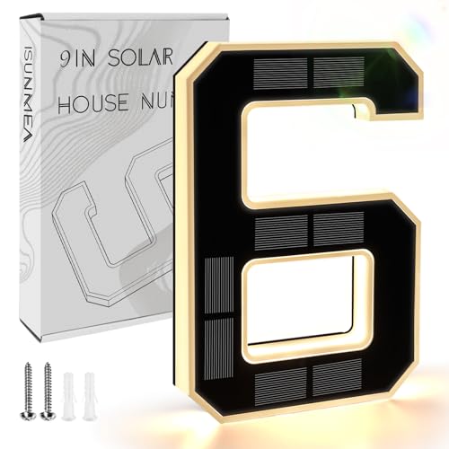 Solar LED House Numbers with Intelligent Light Control, IPX4 Waterproof Illuminated Address Sign