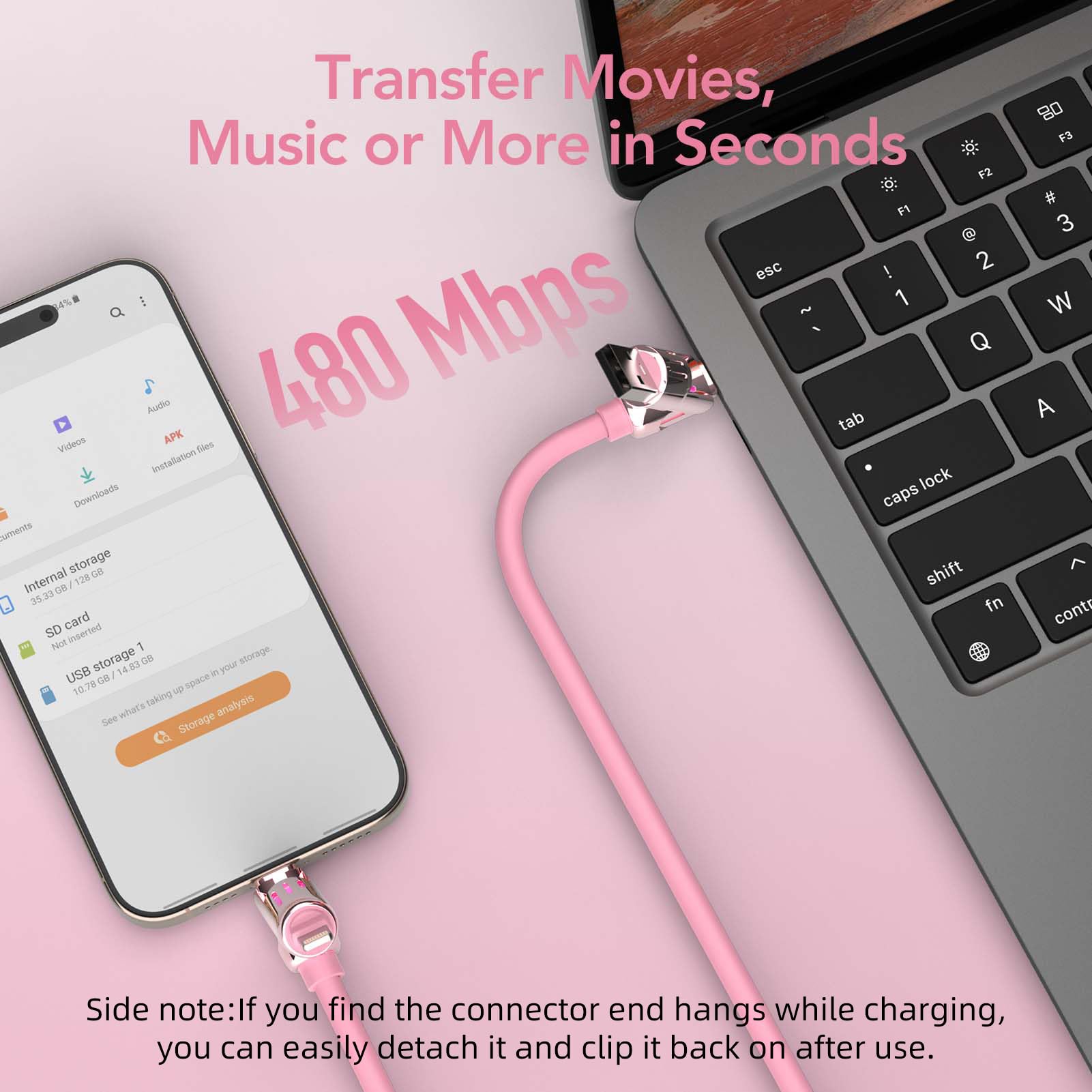 6 in 1 Rotating Multi Fast Charging USB Cable