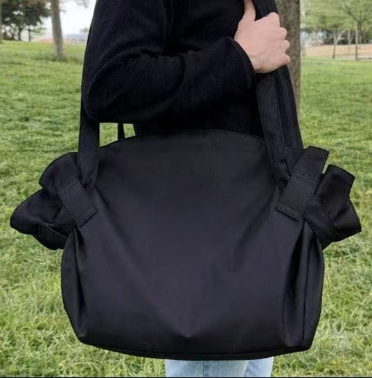 Minimalist Bow Nylon Shoulder Tote Bag for Daily Use