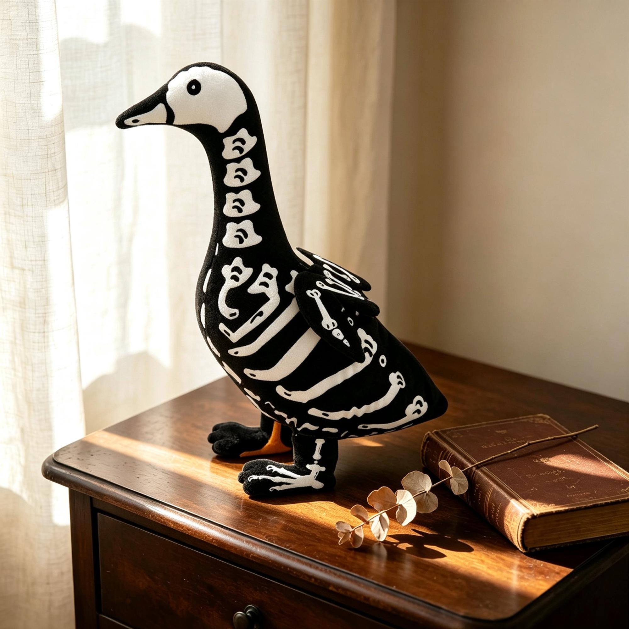 Glow-in-Dark Skeleton Goose Statue | Gothic Halloween Yard Decor