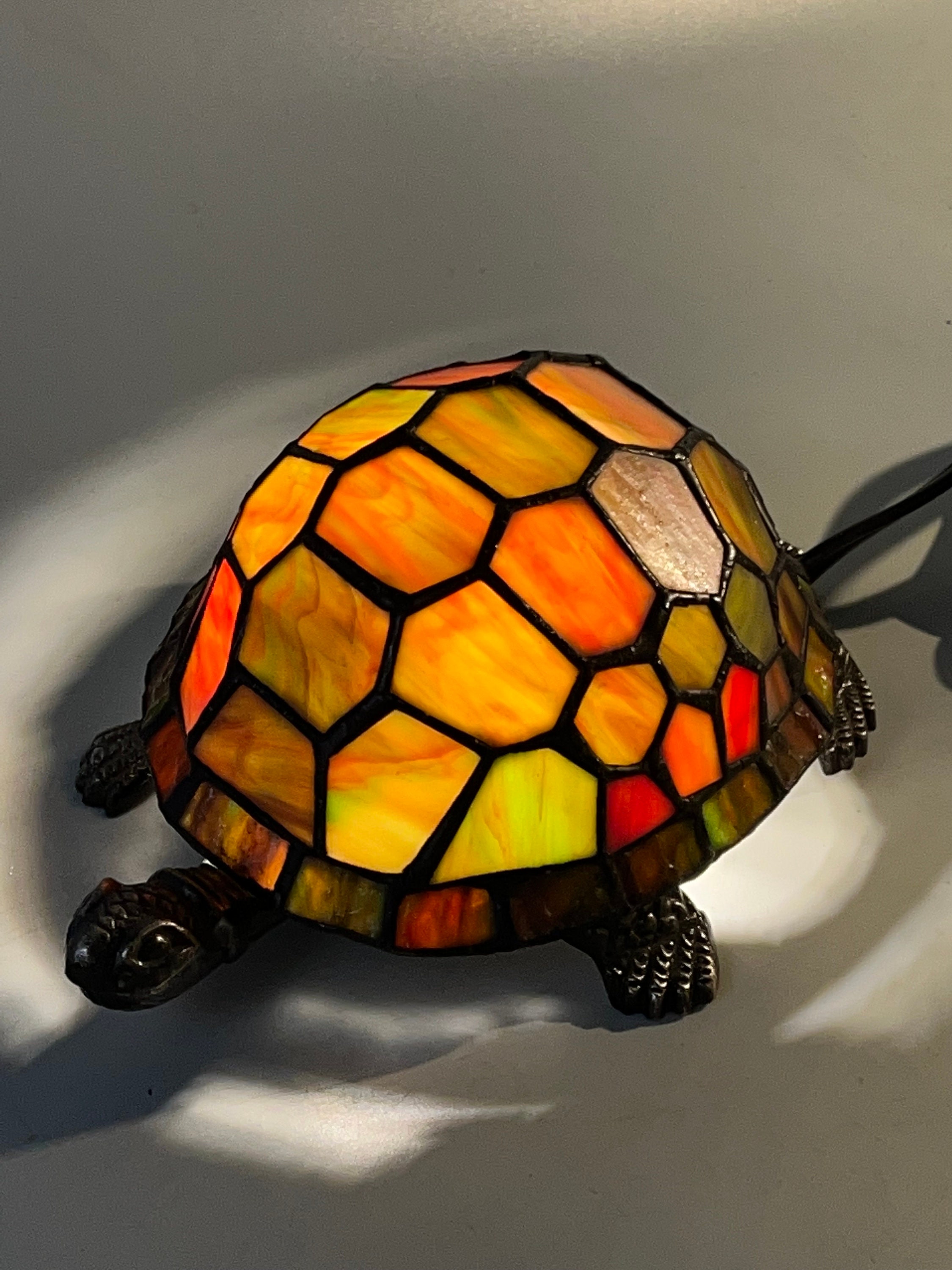 Turtle Shell Mosaic Table Lamp – Handmade Vintage Turtle Night Light