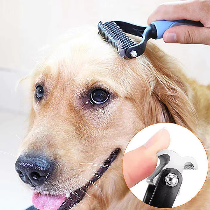Double Sided Pet Dematting Comb, Dog & Cat Grooming Brush for Matted Tangled Hair