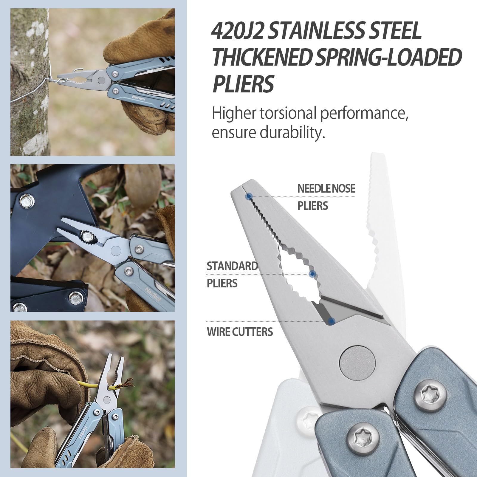 Multitool Pliers, Foldable Pocket Multi Tool with Knife & Screwdrivers, Stainless Steel EDC Tool for Camping Hiking Repair