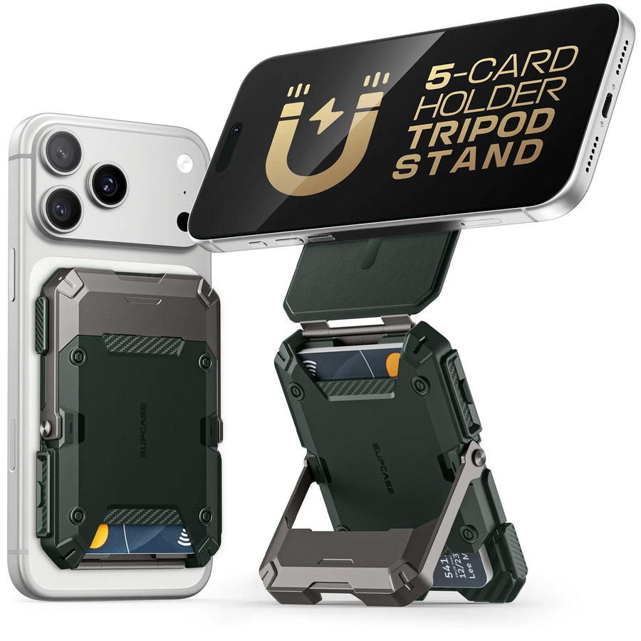 Magnetic Card Holder with Phone Stand, 5-Card Wallet for MagSafe