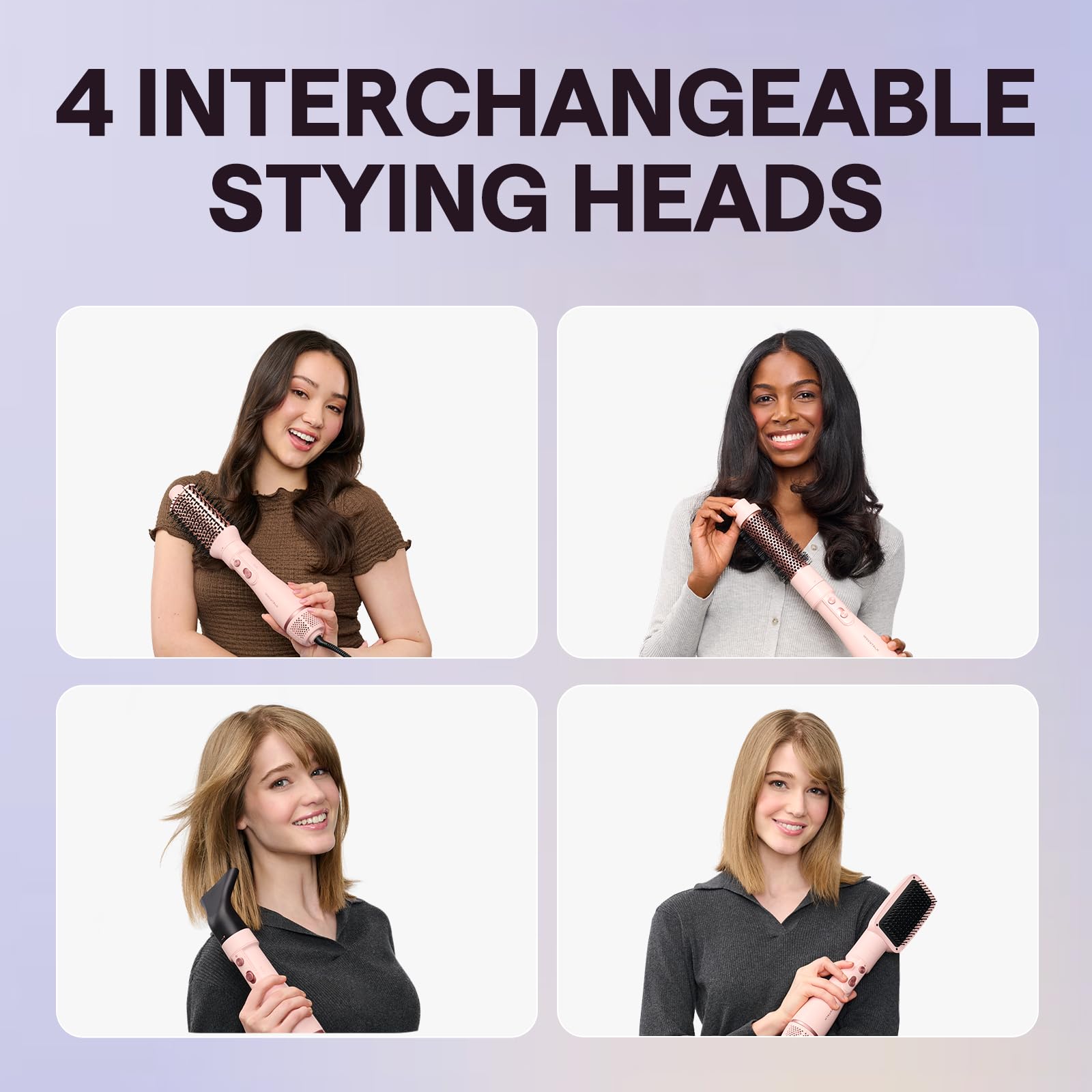 5 in 1 Interchangeable Hot Air Brush, Ionic Hair Dryer & Styling Volumizer
