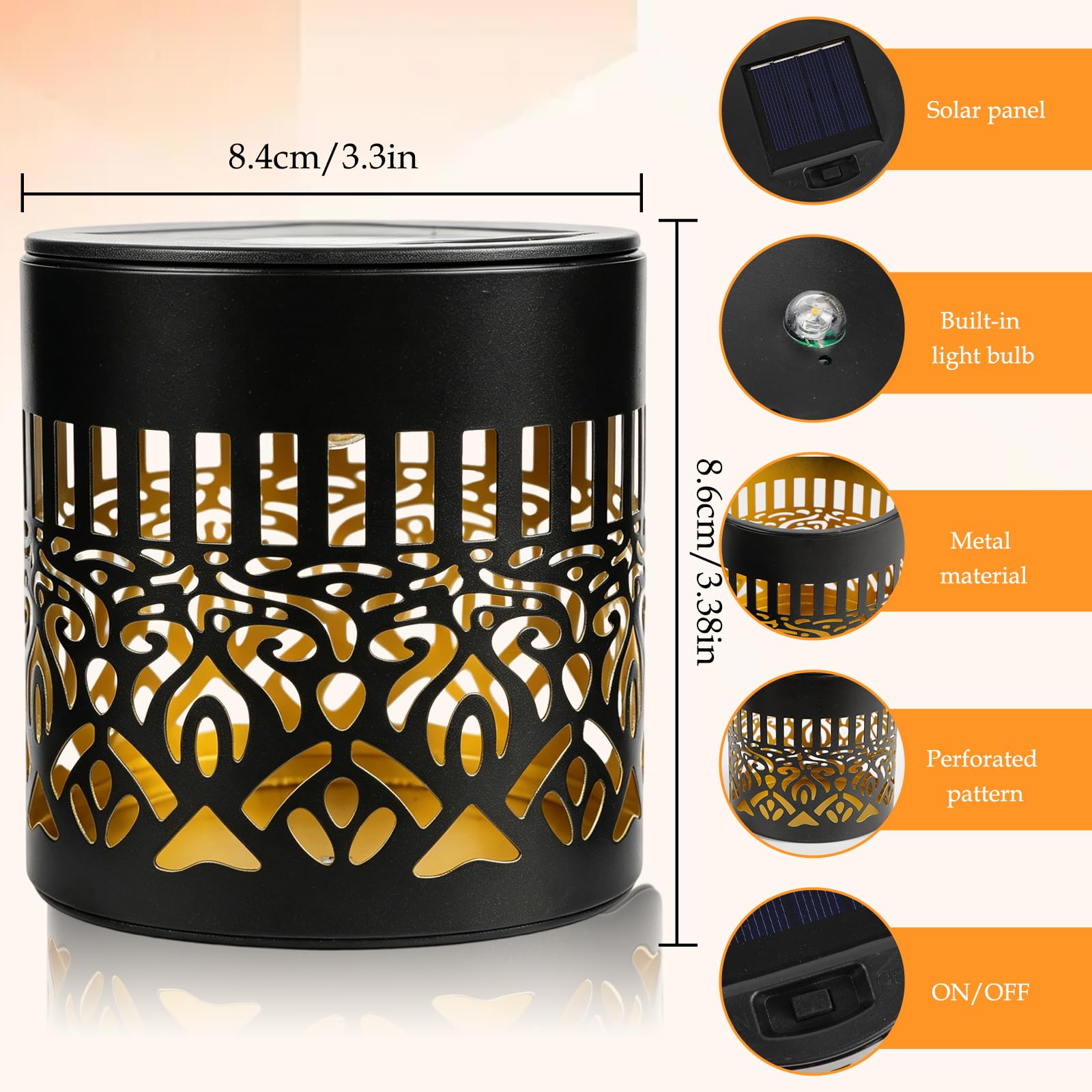 Solar Hanging Lanterns, Metal Cutout Solar Outdoor Lights, Waterproof Decorative Projection Lights for Patio Garden