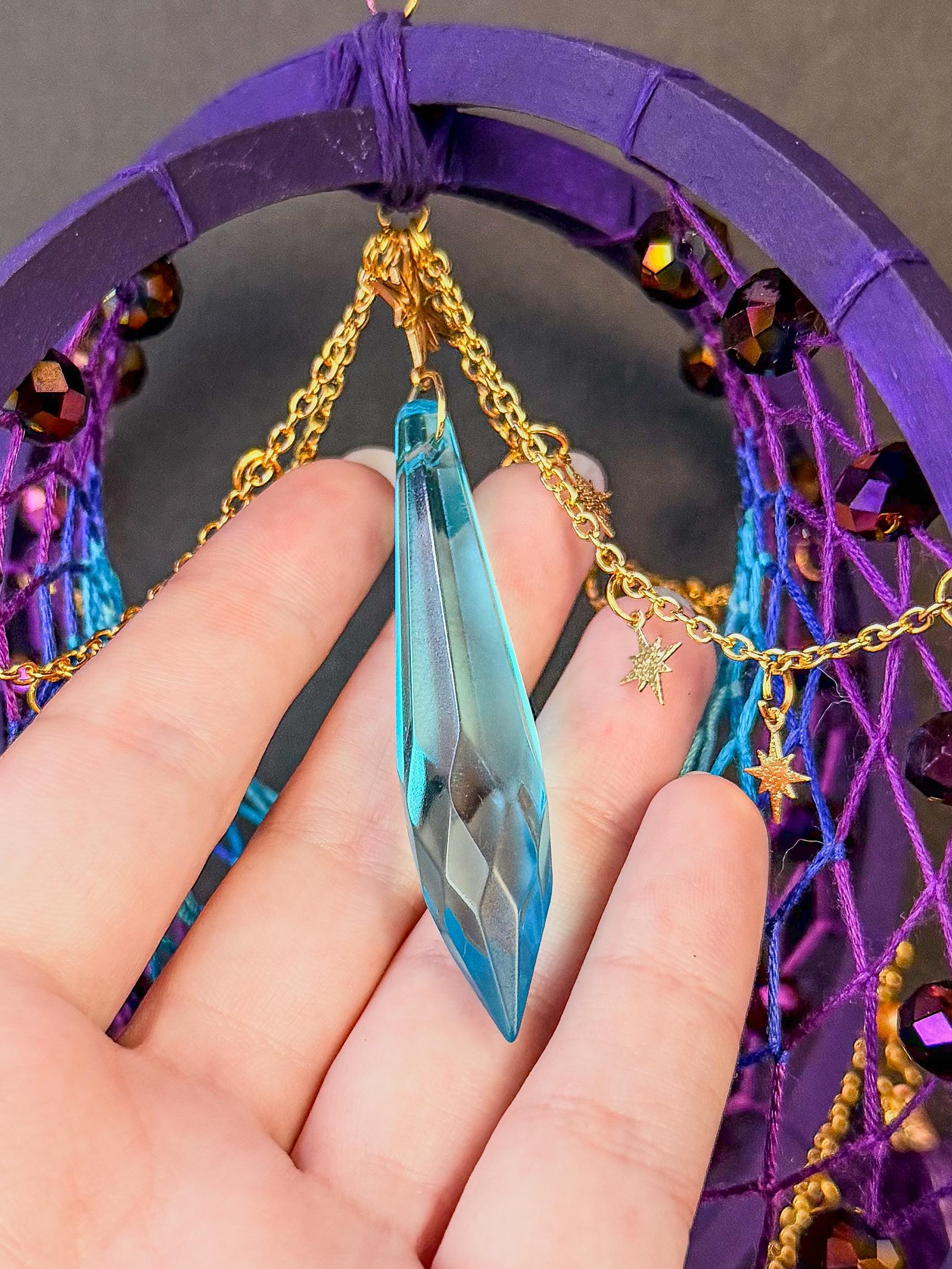 Purple Blue Gradient Feather Dreamcatcher Boho Wall Hanging Decor