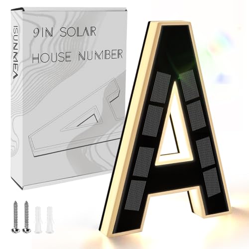 Solar LED House Numbers with Intelligent Light Control, IPX4 Waterproof Illuminated Address Sign