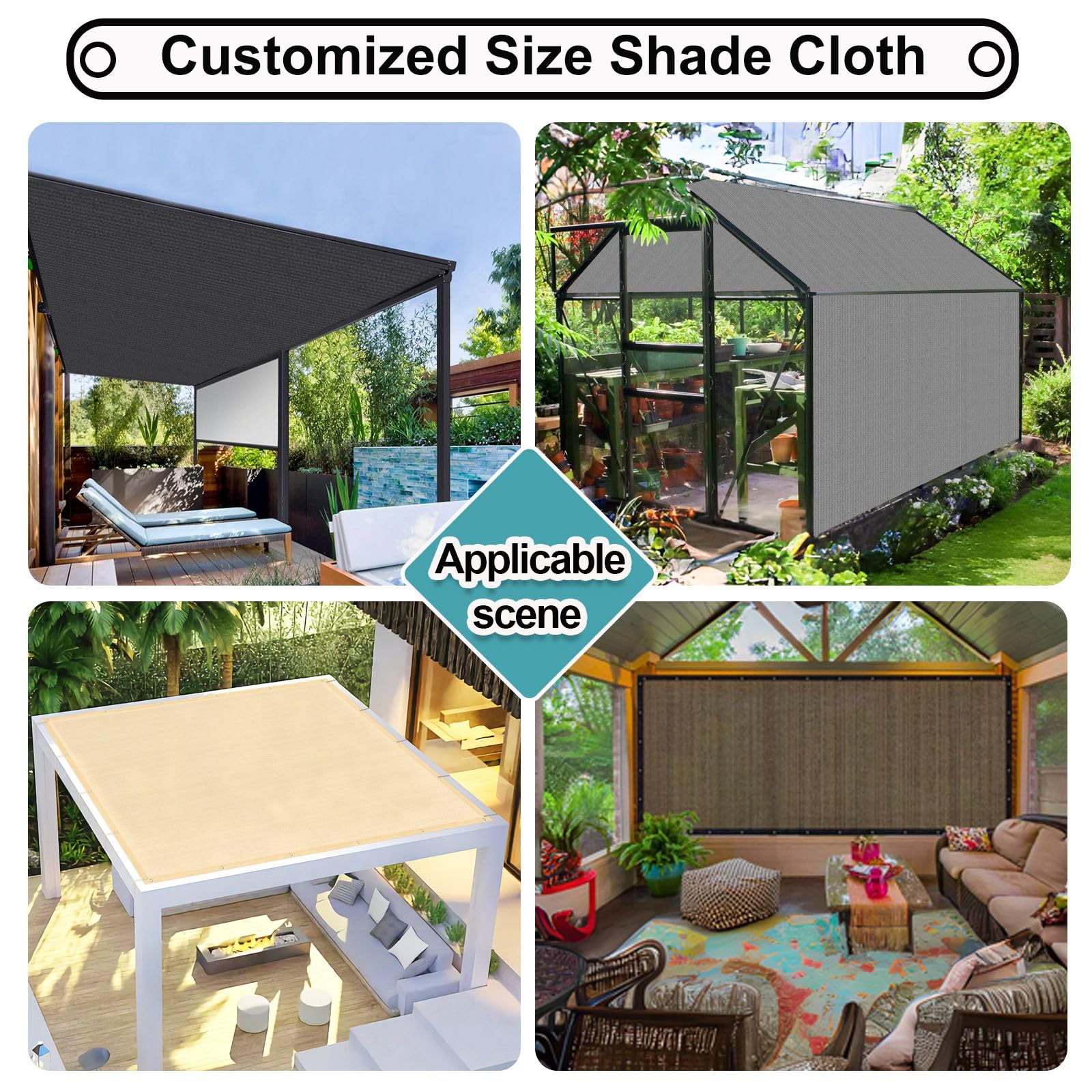 Brown Privacy Screen Shade Cloth with Cable Ties & Bungee Cords