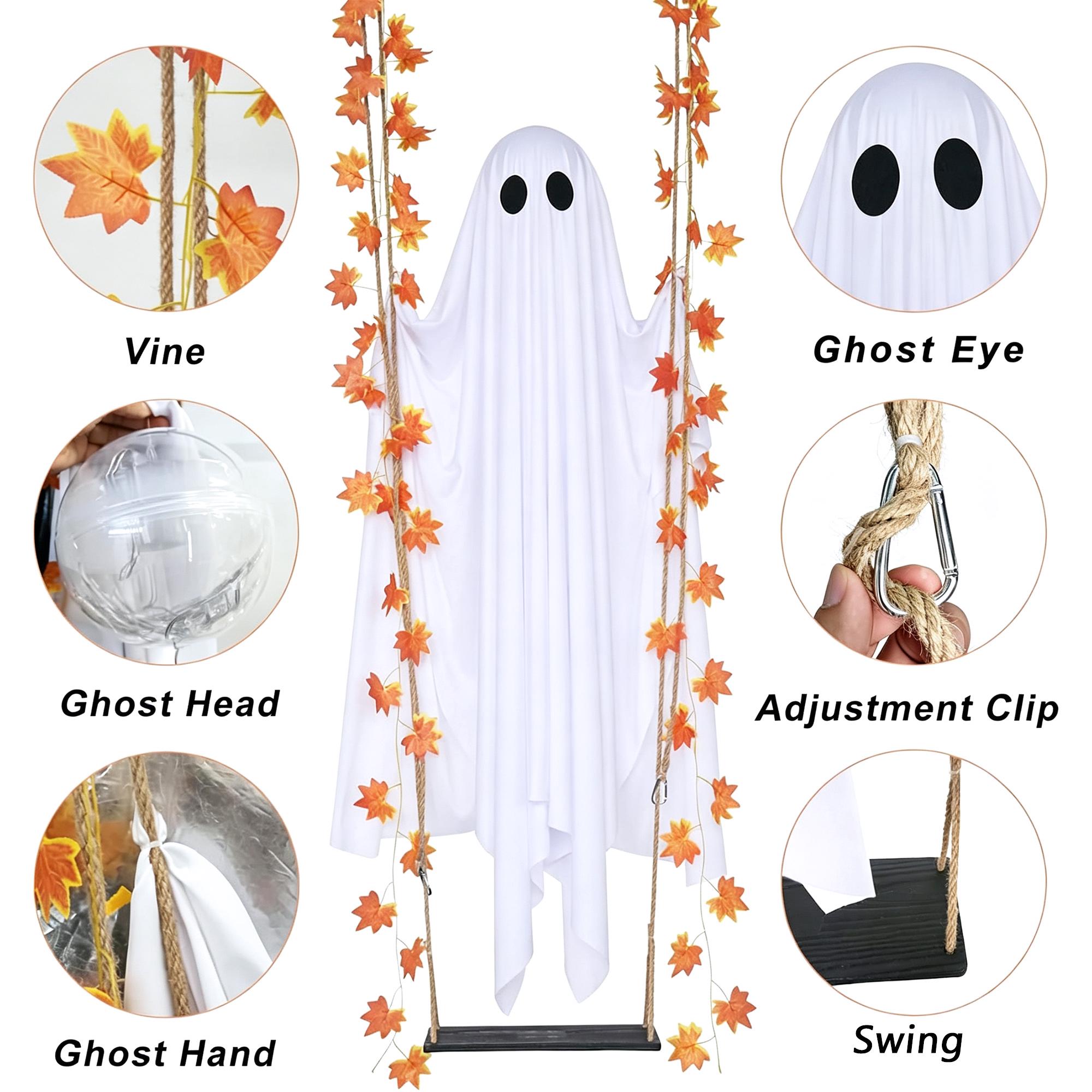 Halloween Ghost Swing Outdoor Decoration – Spooky Witch Hat Hanging Yard Decor