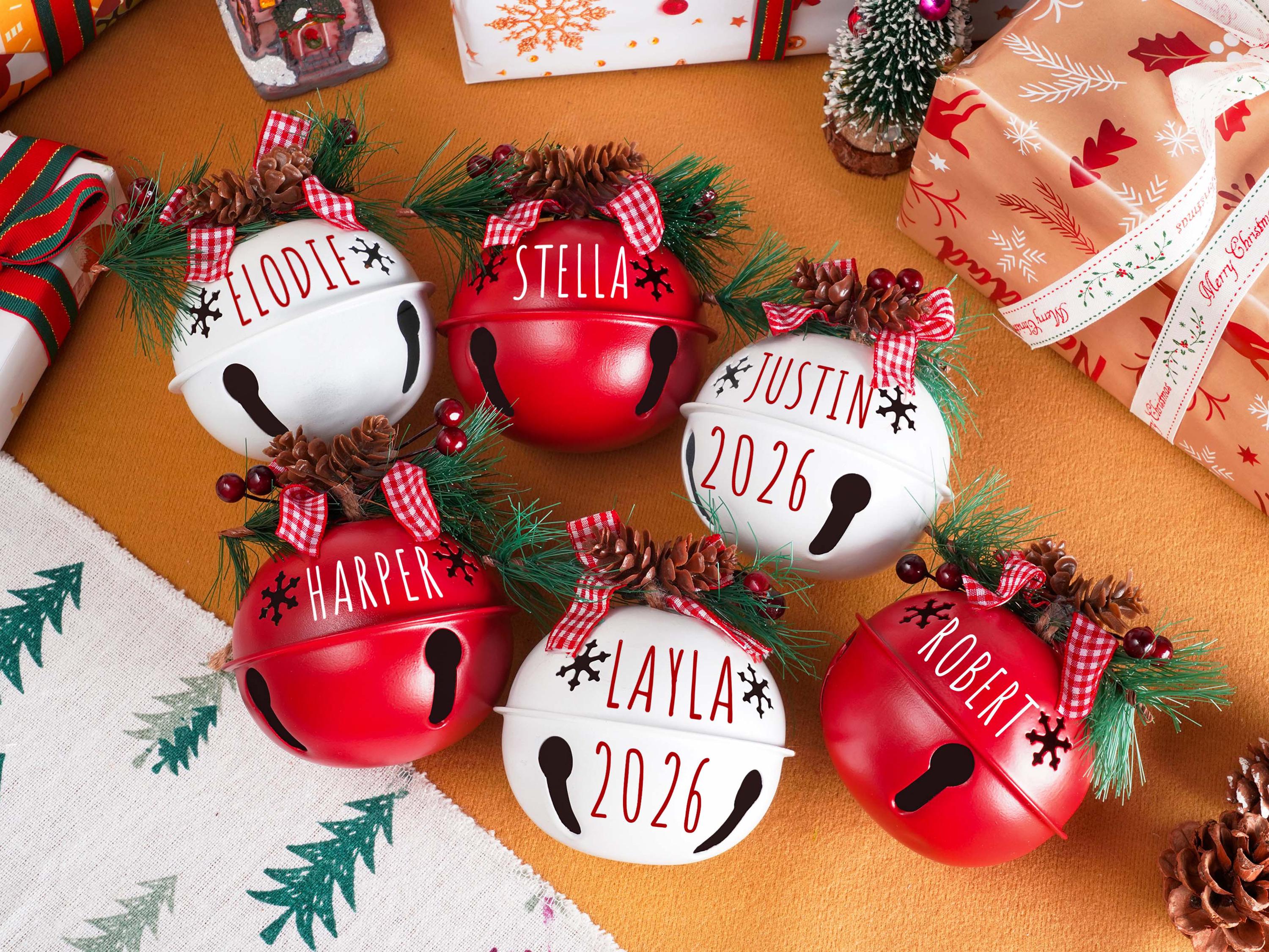 Personalized Christmas Bell Ornaments – Custom Name & Year Holiday Tree Decoration