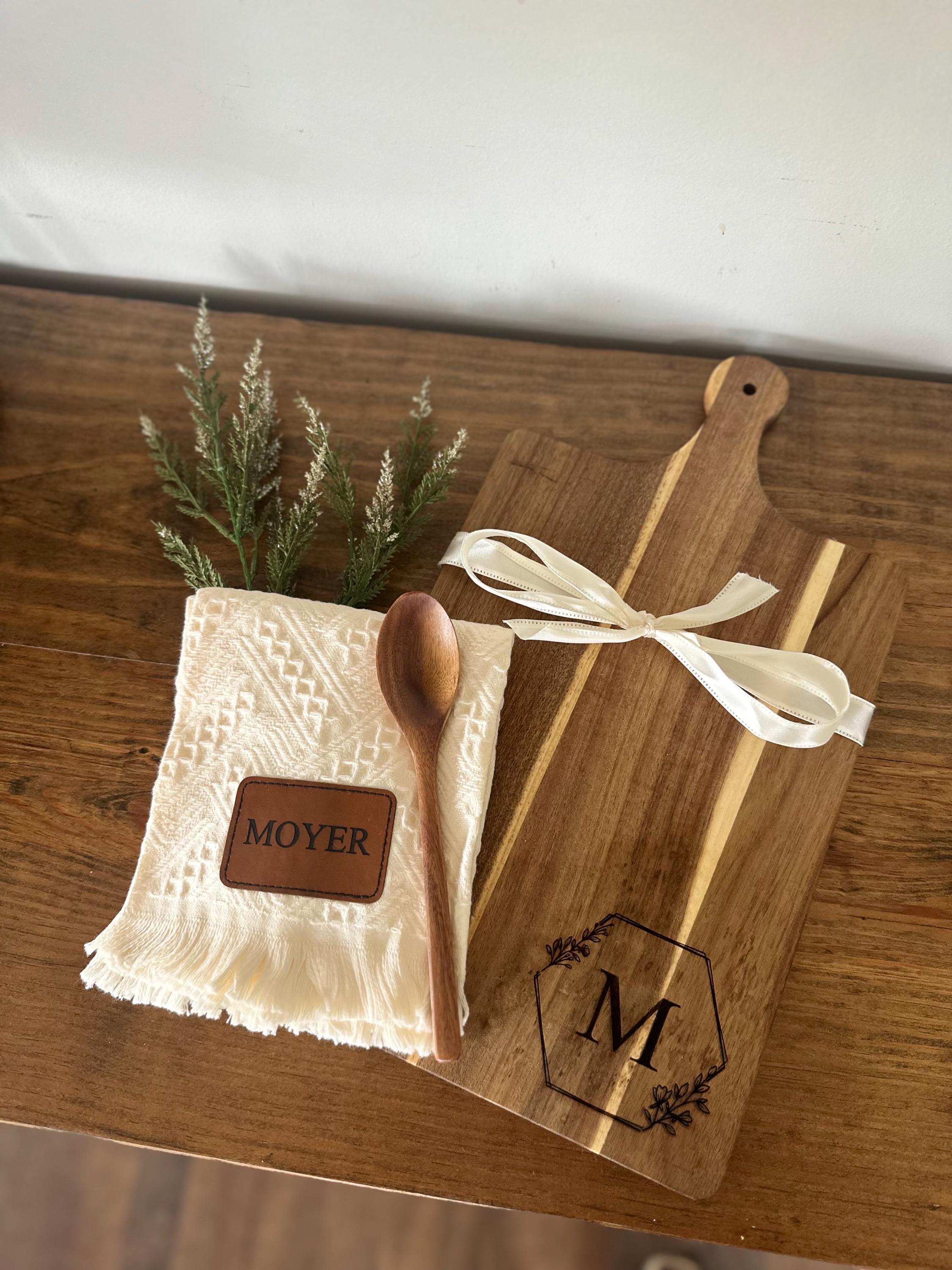 Personalized Wooden Serving Board & Spoon Gift Set