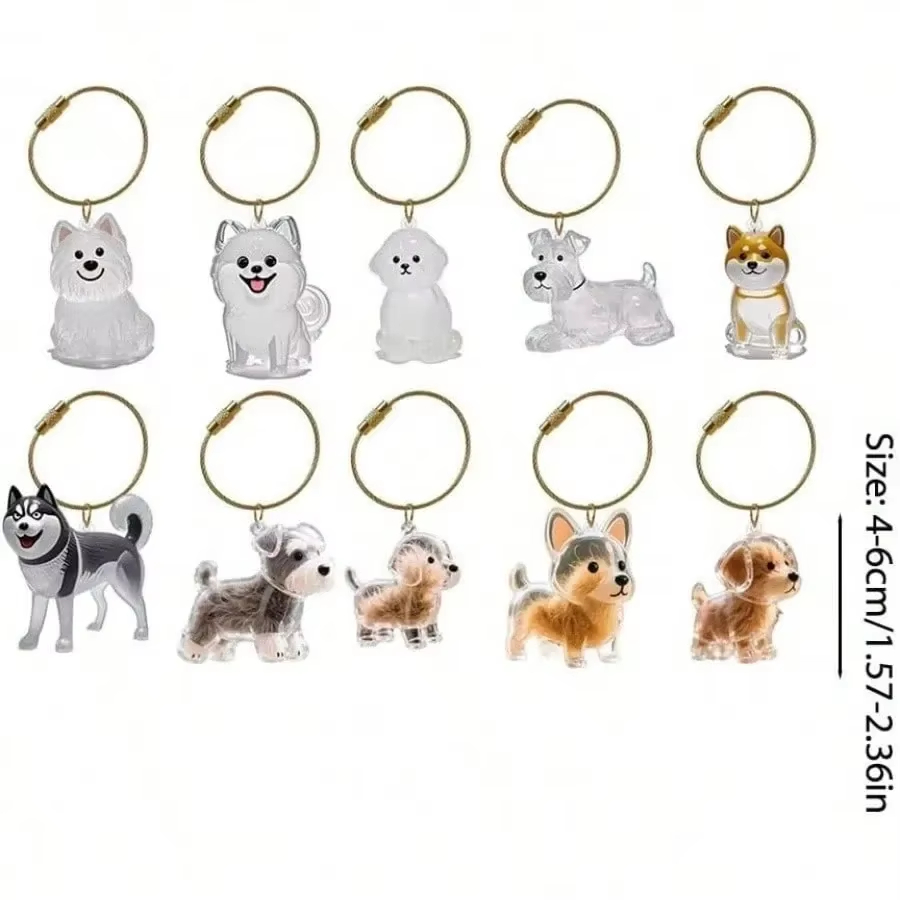 Cute Dog Keychain, Cartoon Puppy Acrylic Keychain, Kawaii Pet Bag Charm for Keys Backpack Purse