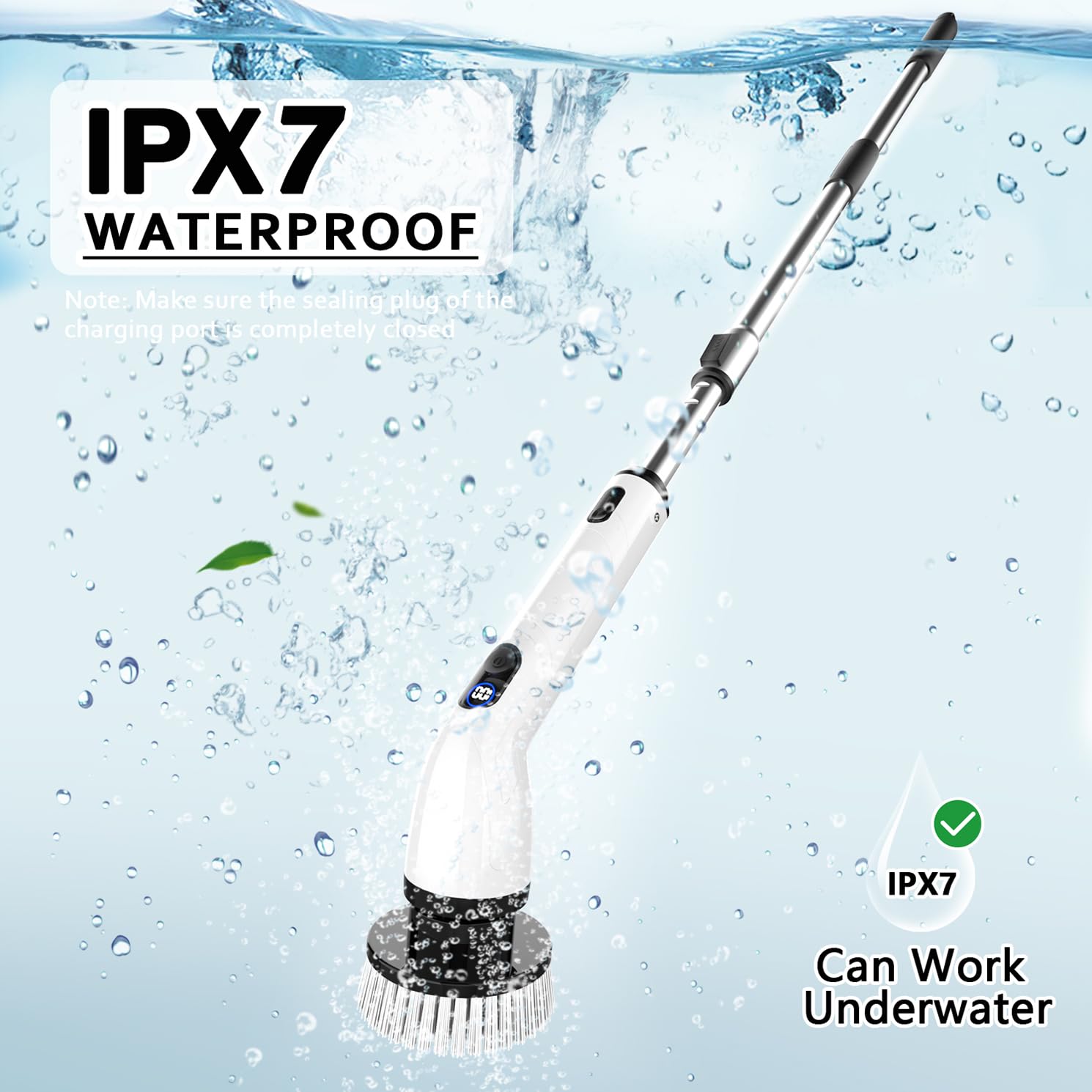 Electric Spin Scrubber, Cordless Cleaning Brush with Extendable Handle & 4 Brush Heads, Waterproof Power Scrubber for Bathroom Kitchen Tile