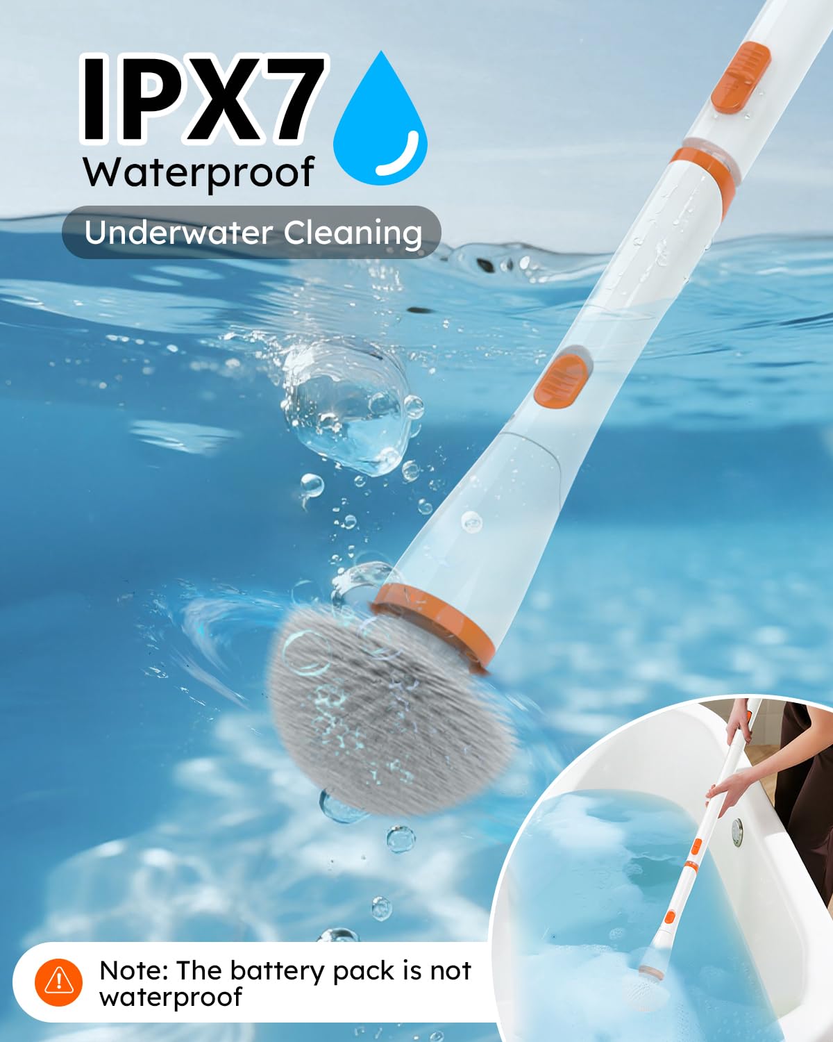 Electric Spin Scrubber, Cordless Cleaning Brush with Extendable Handle & 4 Brush Heads, Waterproof Power Scrubber for Bathroom Kitchen Tile