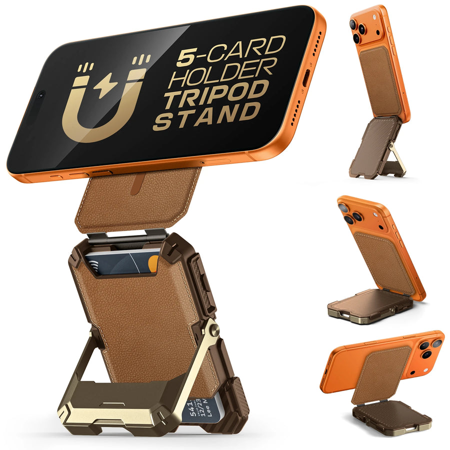 Magnetic Card Holder with Phone Stand, 5-Card Wallet for MagSafe