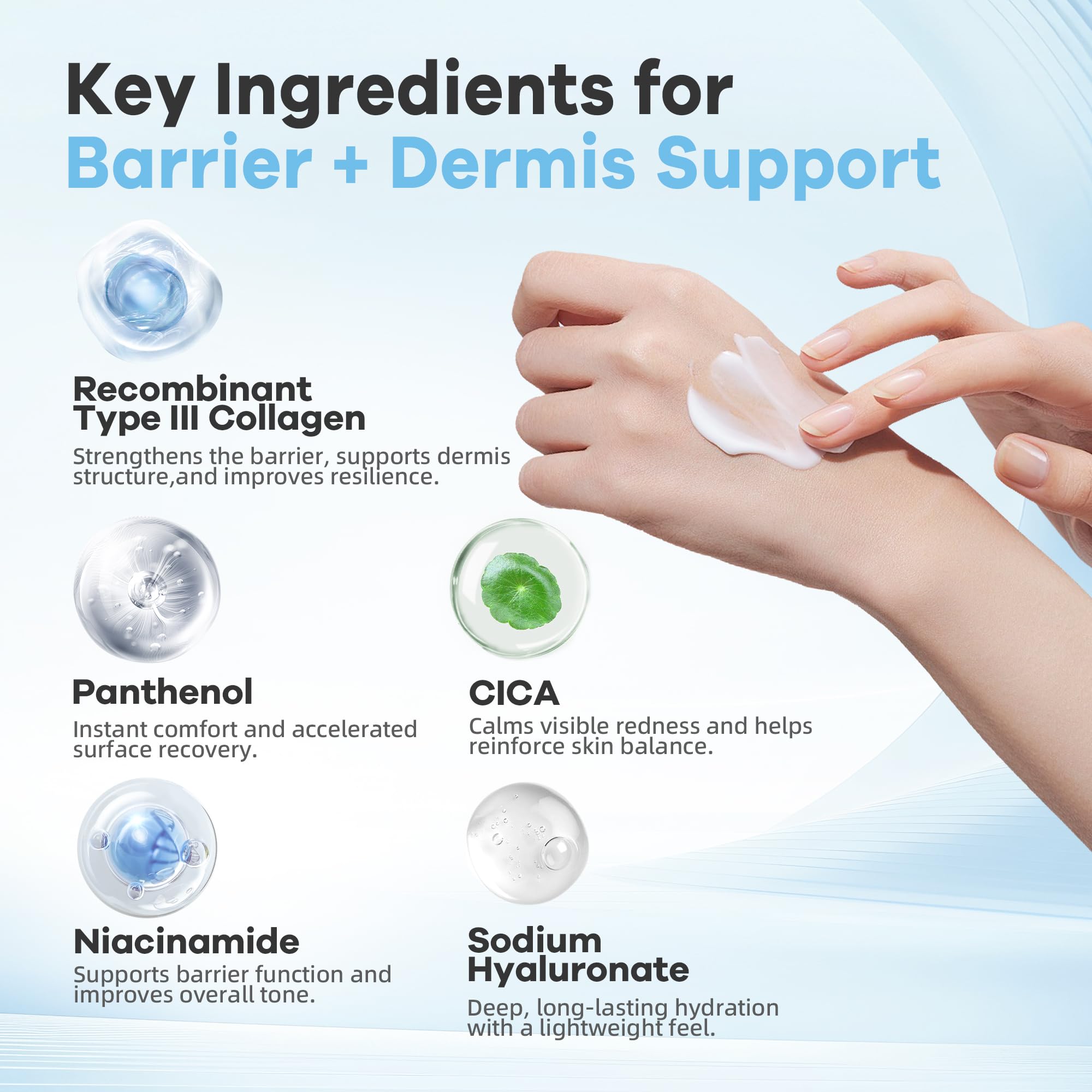 Aviray Recombinant Collagen Barrier Repair Face Cream, Hydrating Facial Moisturizer 50g