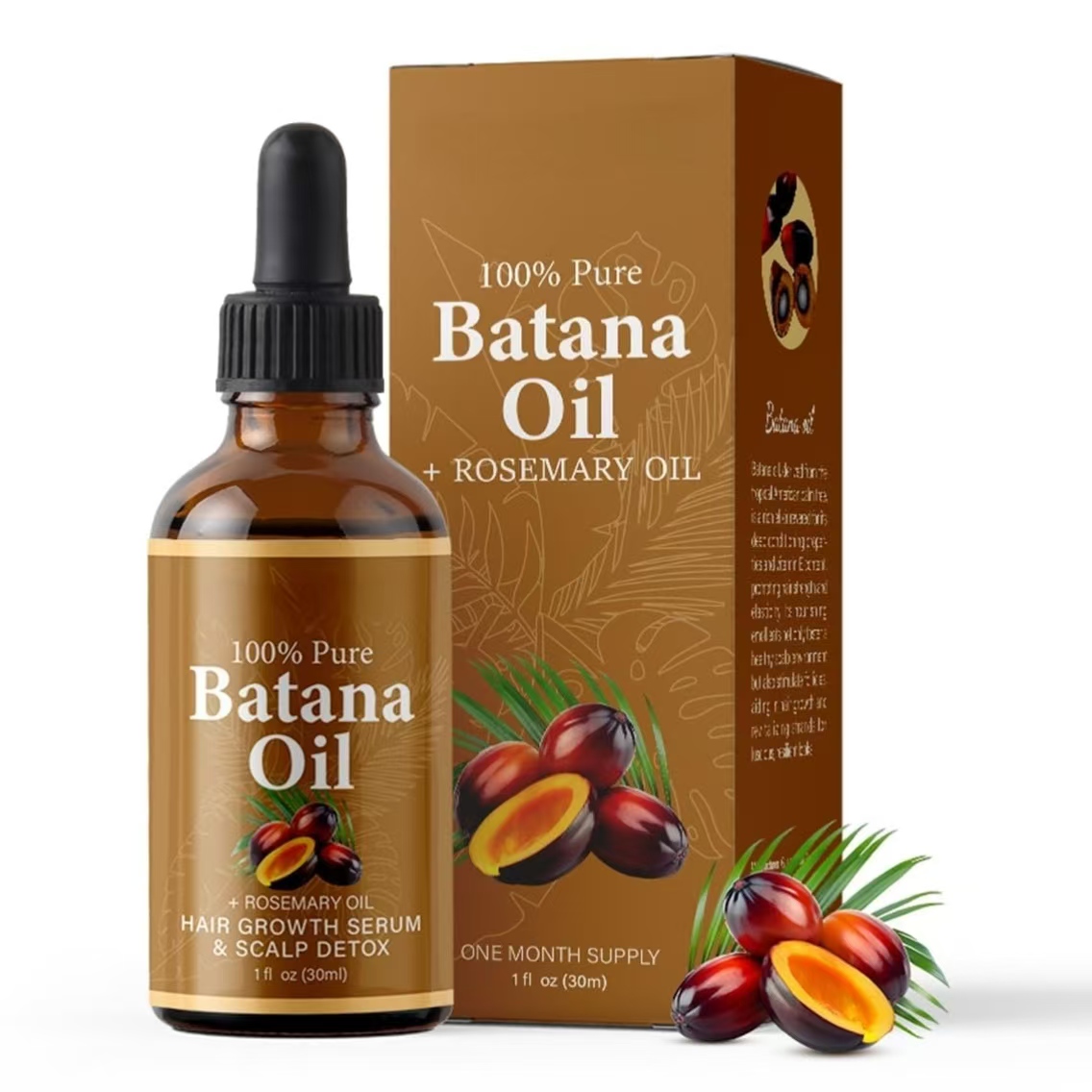Batana Oil with Rosemary Oil, Natural Hair Growth Serum for Thinning Hair