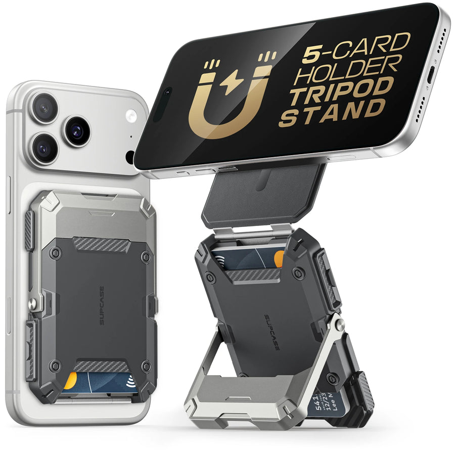 Magnetic Card Holder with Phone Stand, 5-Card Wallet for MagSafe