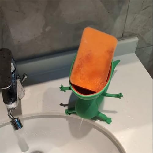 Funny Lizard Soap Dish, Self-Draining Bathroom Tray 