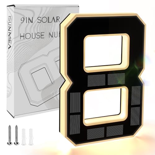 Solar LED House Numbers with Intelligent Light Control, IPX4 Waterproof Illuminated Address Sign