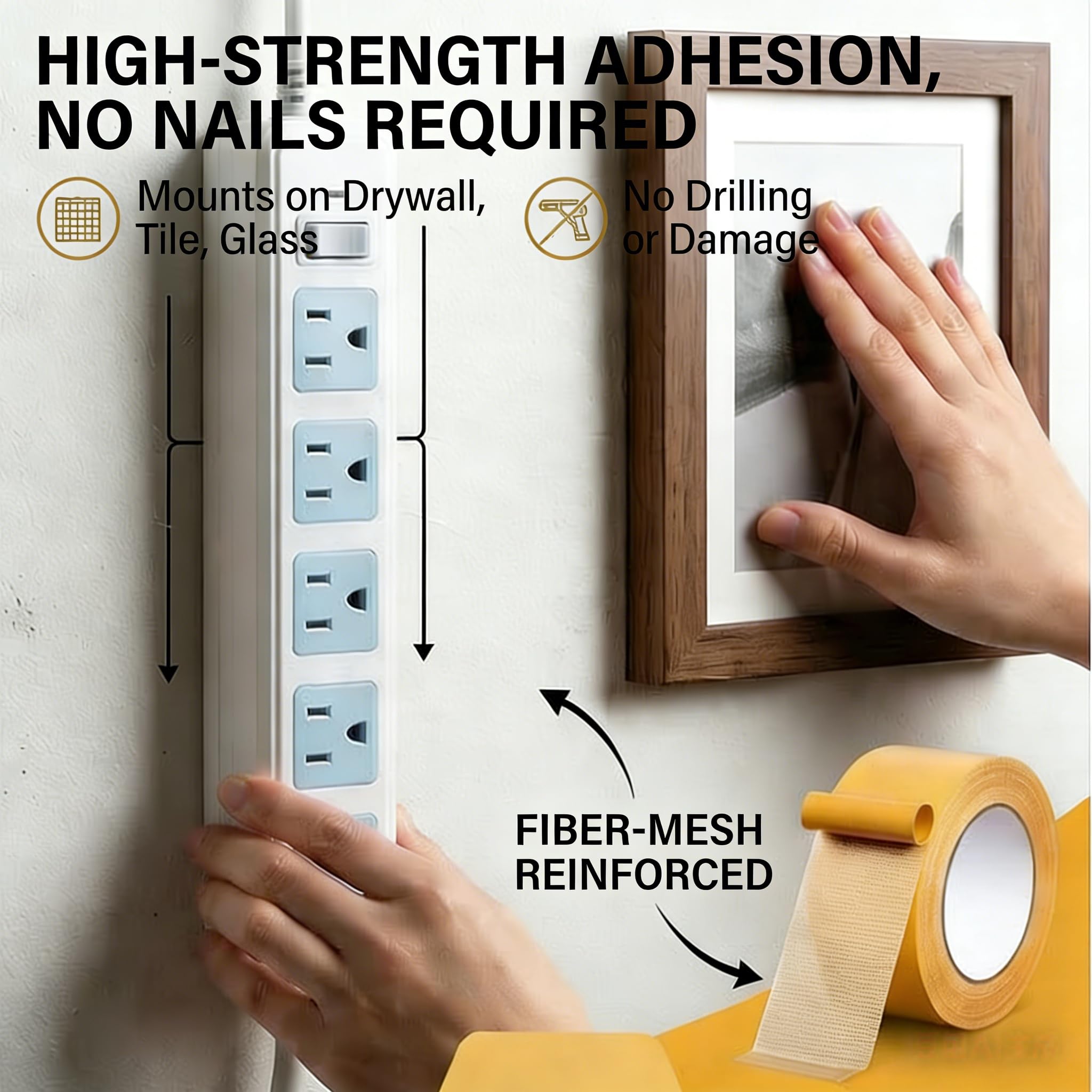 Double Sided Mesh Grid Tape, Heavy Duty Strong Adhesive Tape