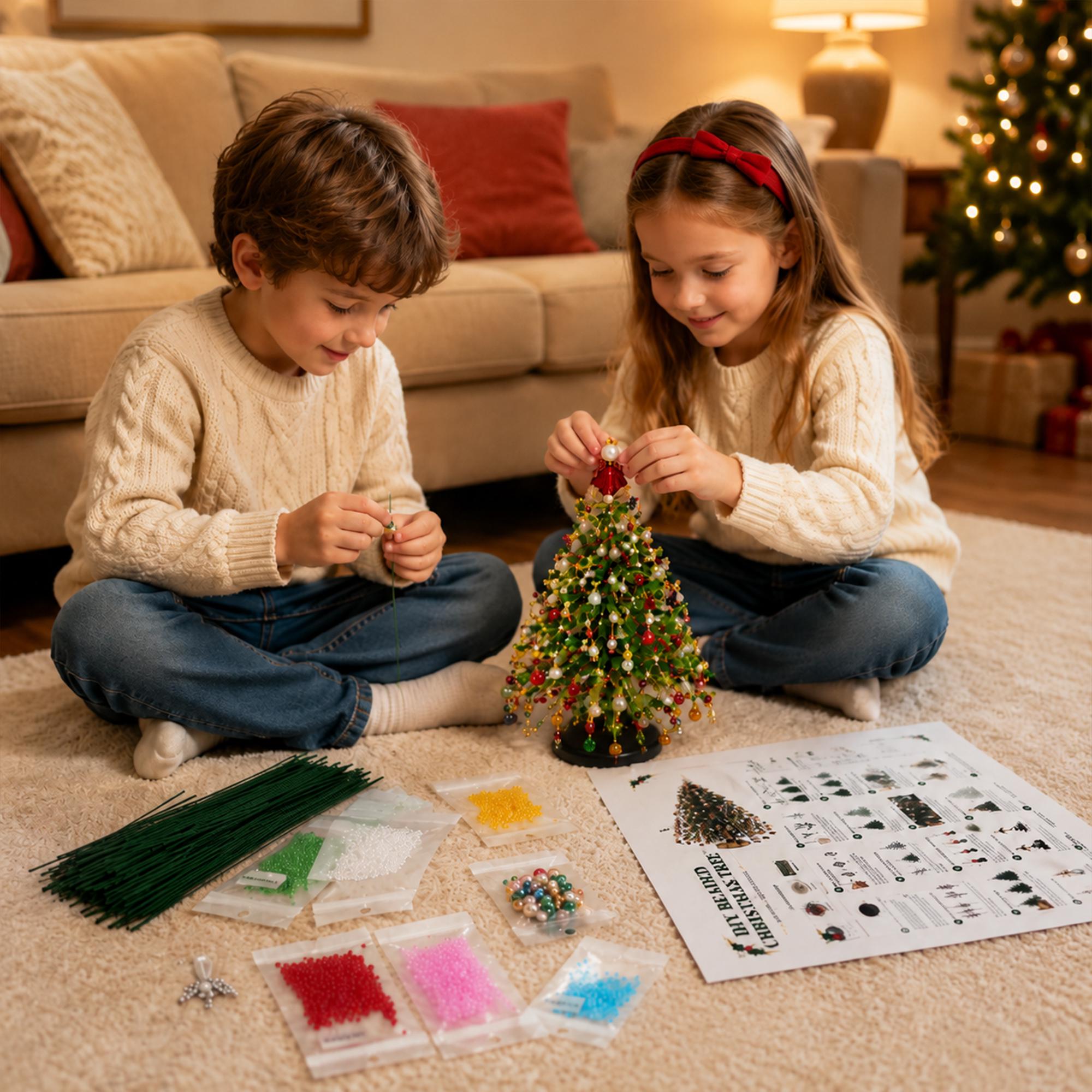 DIY Beaded Christmas Tree Kit – Handmade Holiday Decoration Craft Set