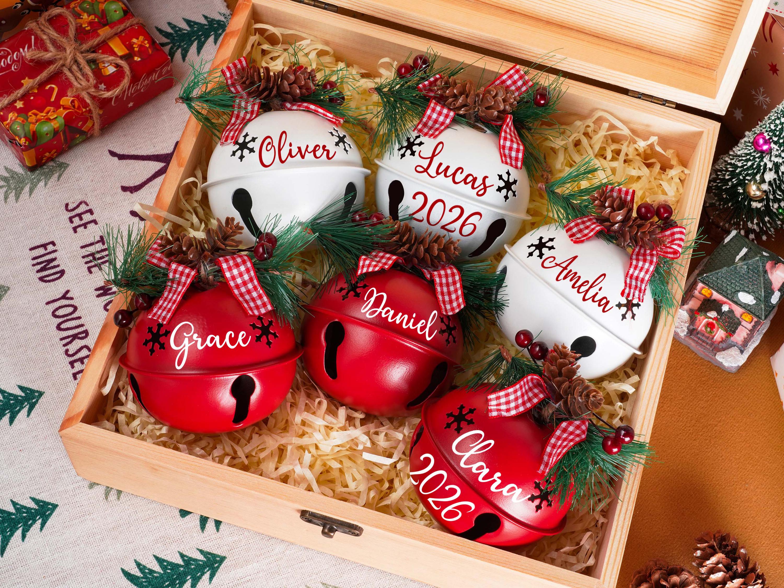 Personalized Christmas Bell Ornaments – Custom Name & Year Holiday Tree Decoration