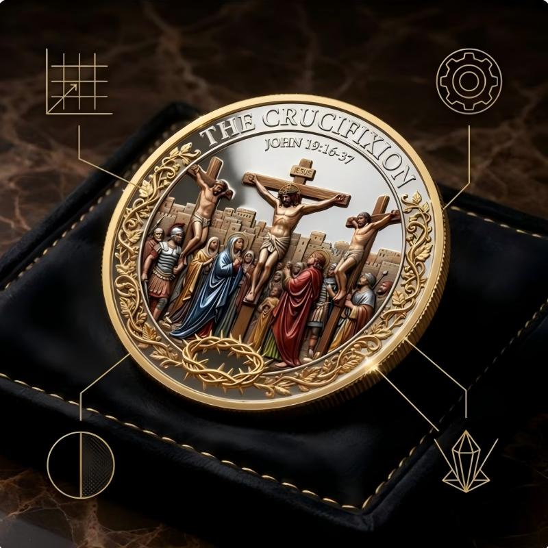 Jesus Crucifixion Christian Challenge Coin, Religious Collectible Faith Gift