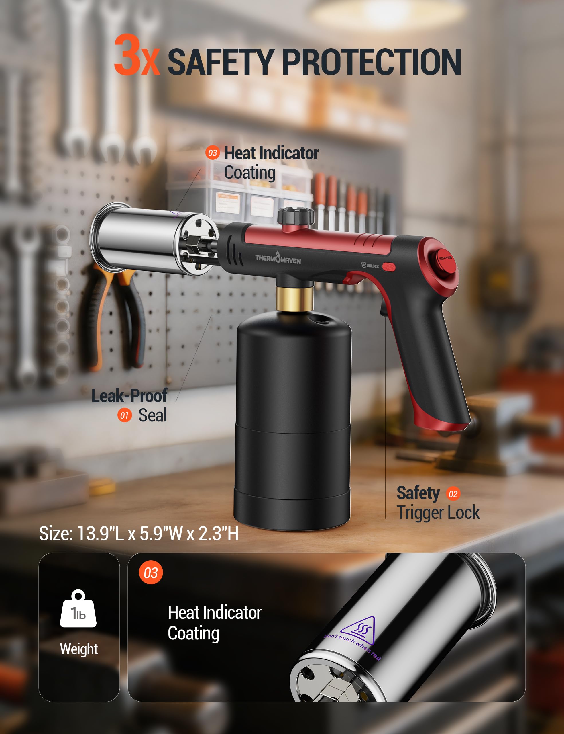 Adjustable Flame Propane Torch for BBQ & Cooking
