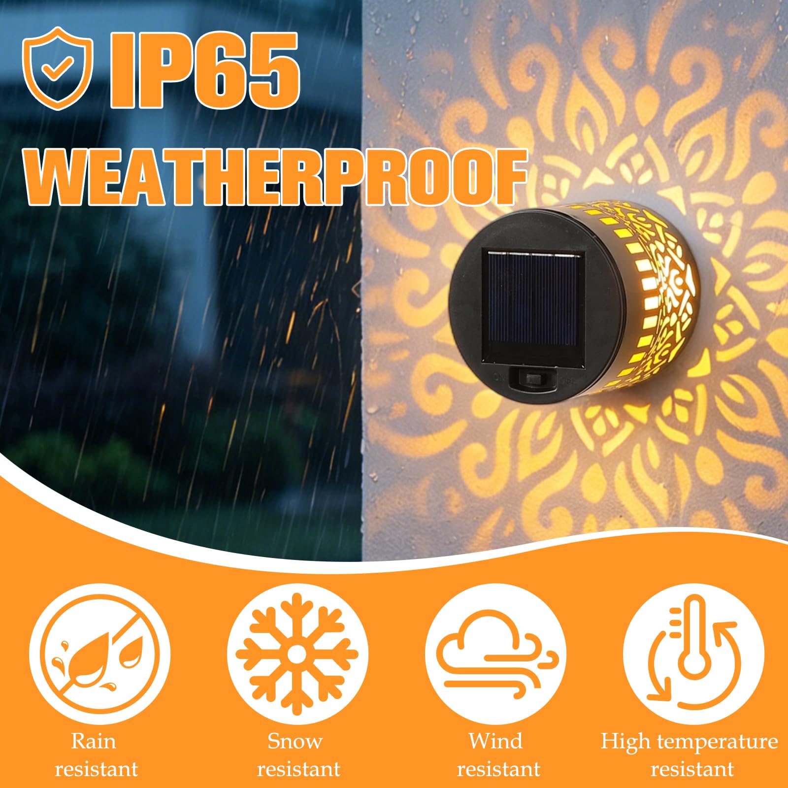 Solar Hanging Lanterns, Metal Cutout Solar Outdoor Lights, Waterproof Decorative Projection Lights for Patio Garden