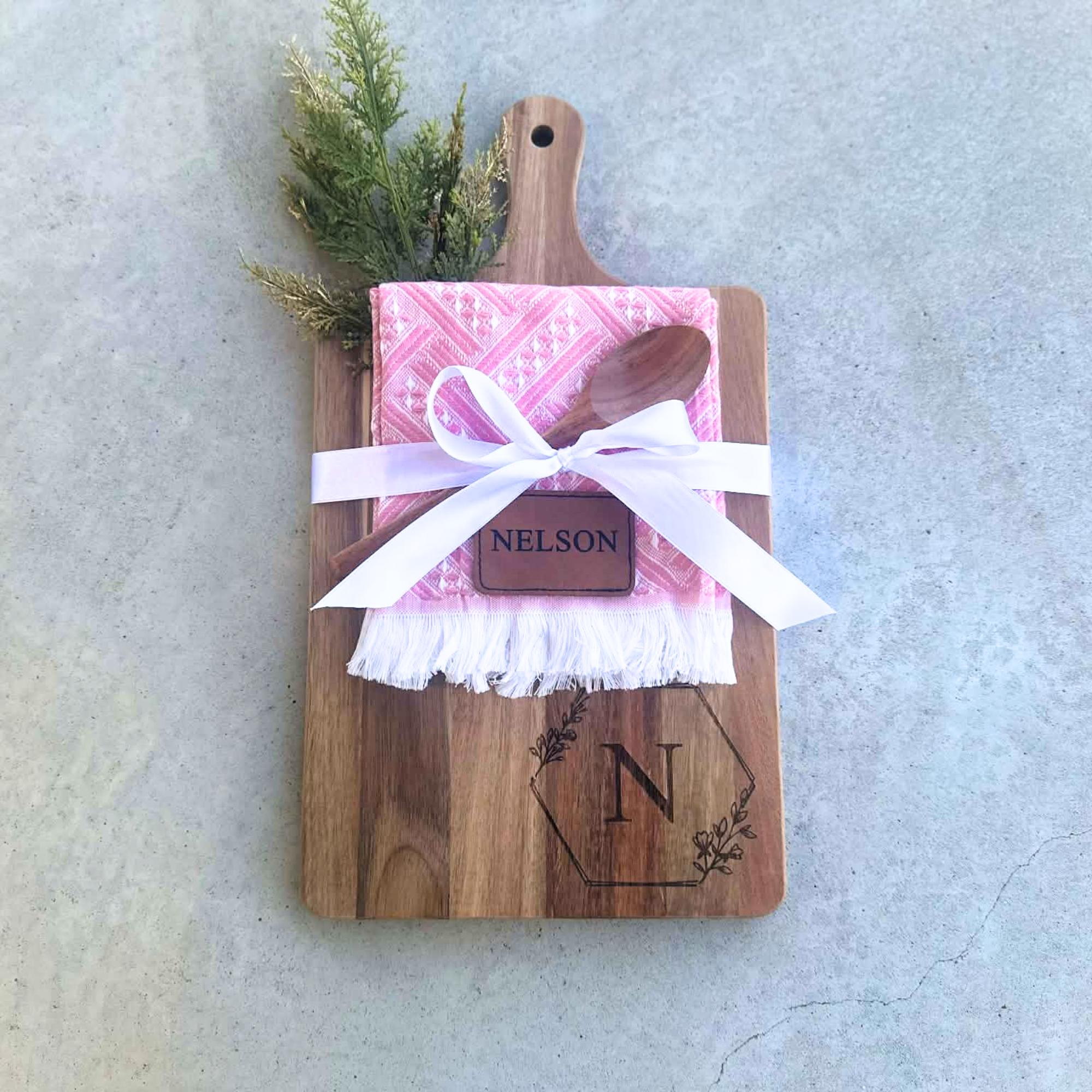 Personalized Wooden Serving Board & Spoon Gift Set