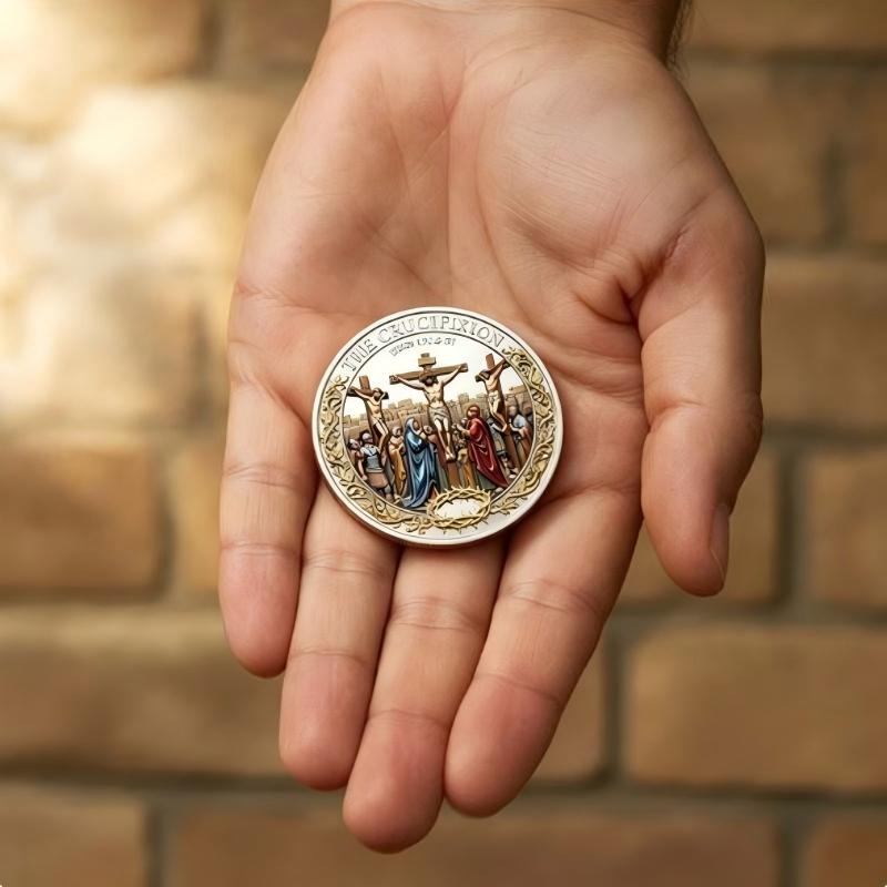 Jesus Crucifixion Christian Challenge Coin, Religious Collectible Faith Gift