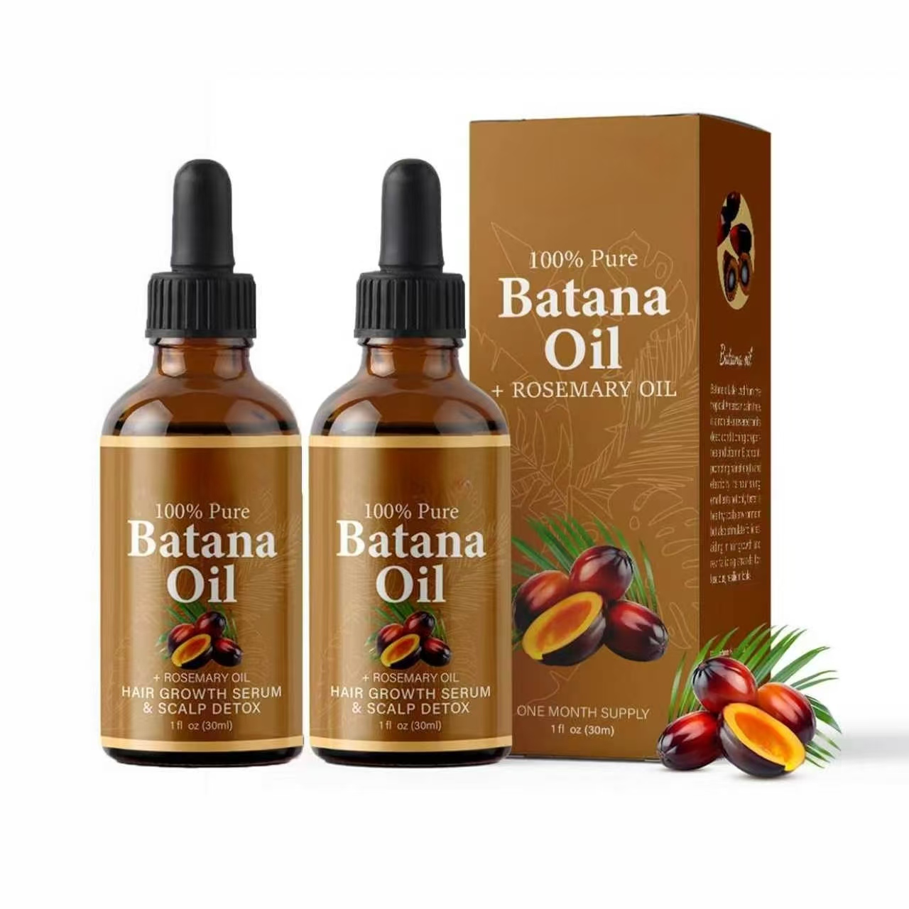 Batana Oil with Rosemary Oil, Natural Hair Growth Serum for Thinning Hair