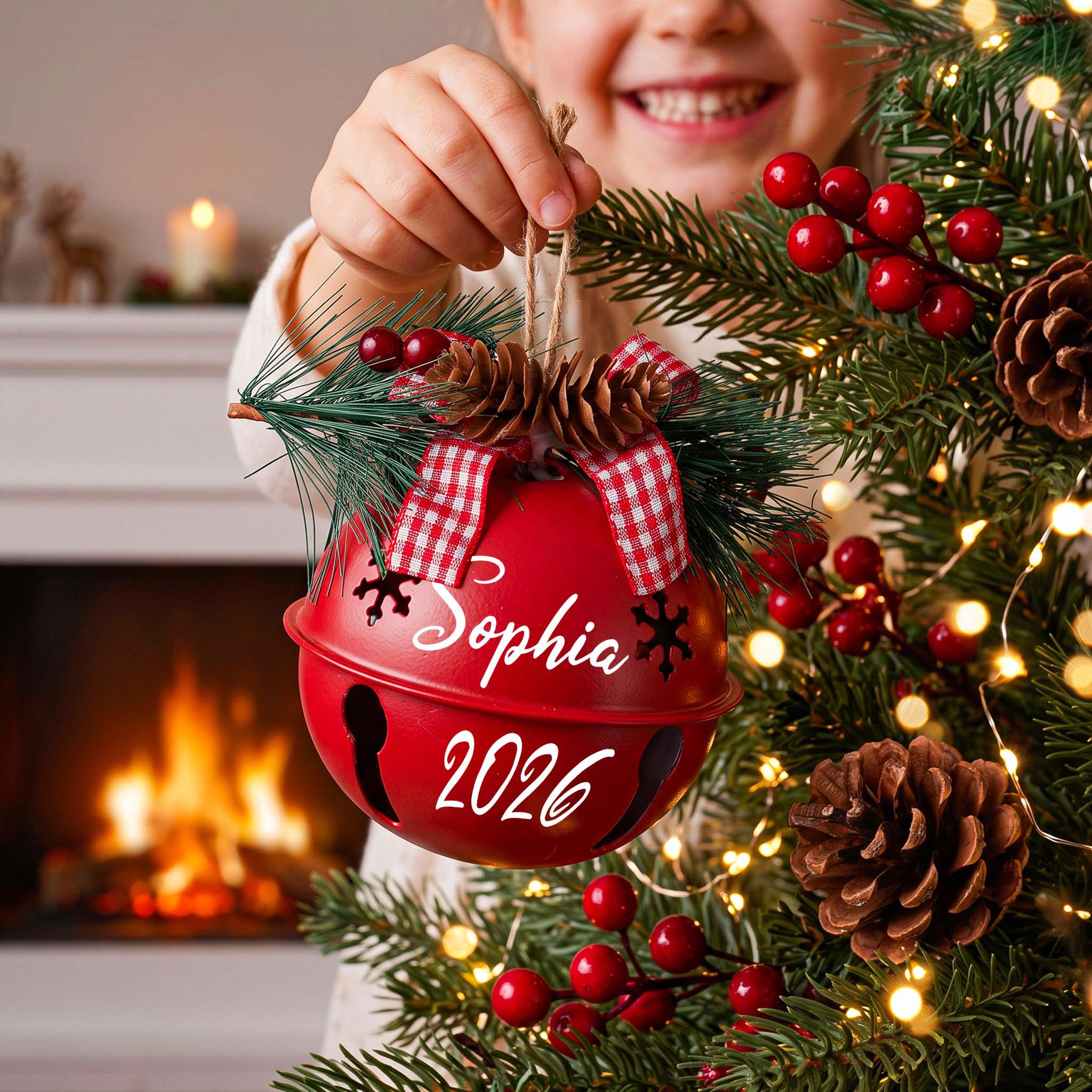 Personalized Christmas Bell Ornaments – Custom Name & Year Holiday Tree Decoration