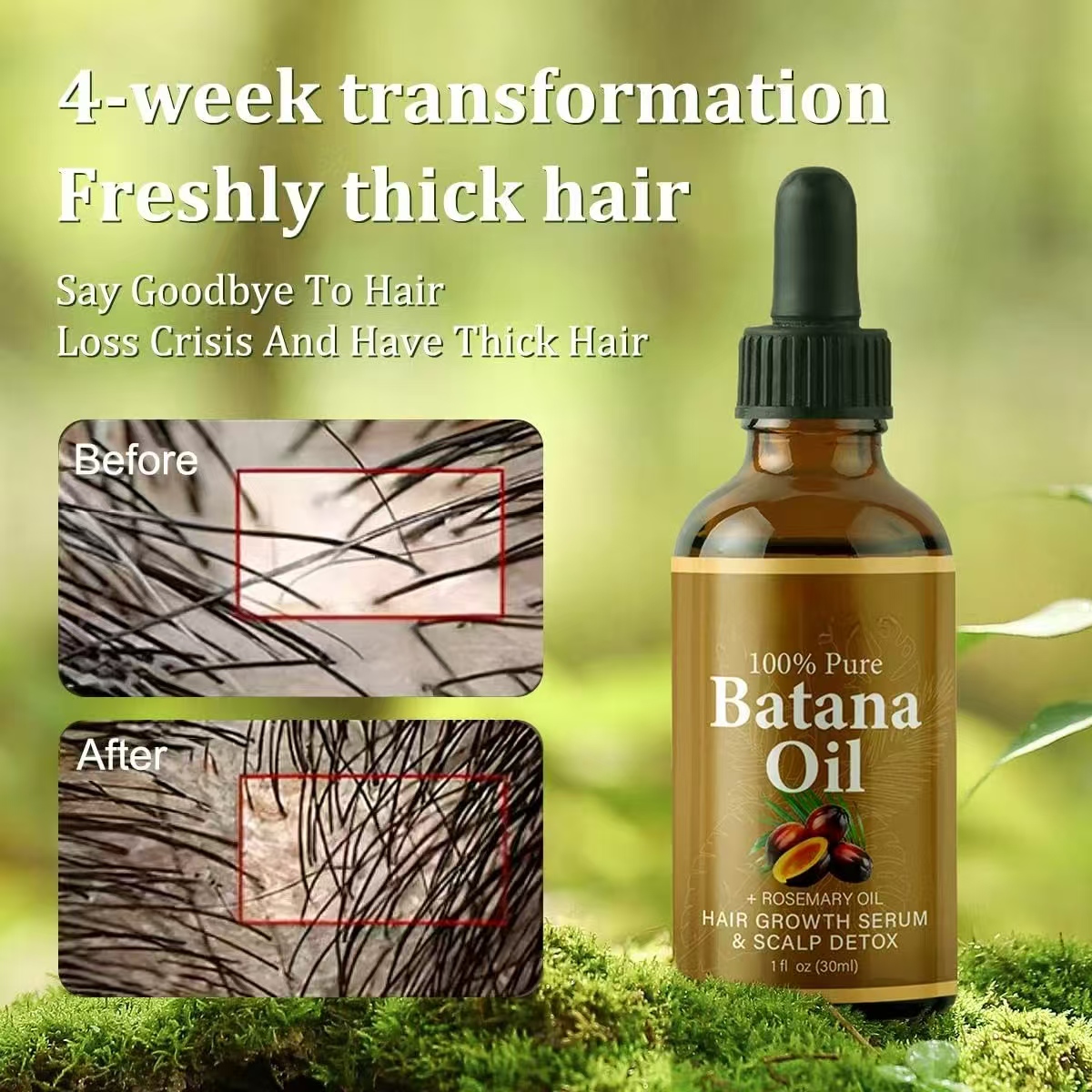 Batana Oil with Rosemary Oil, Natural Hair Growth Serum for Thinning Hair