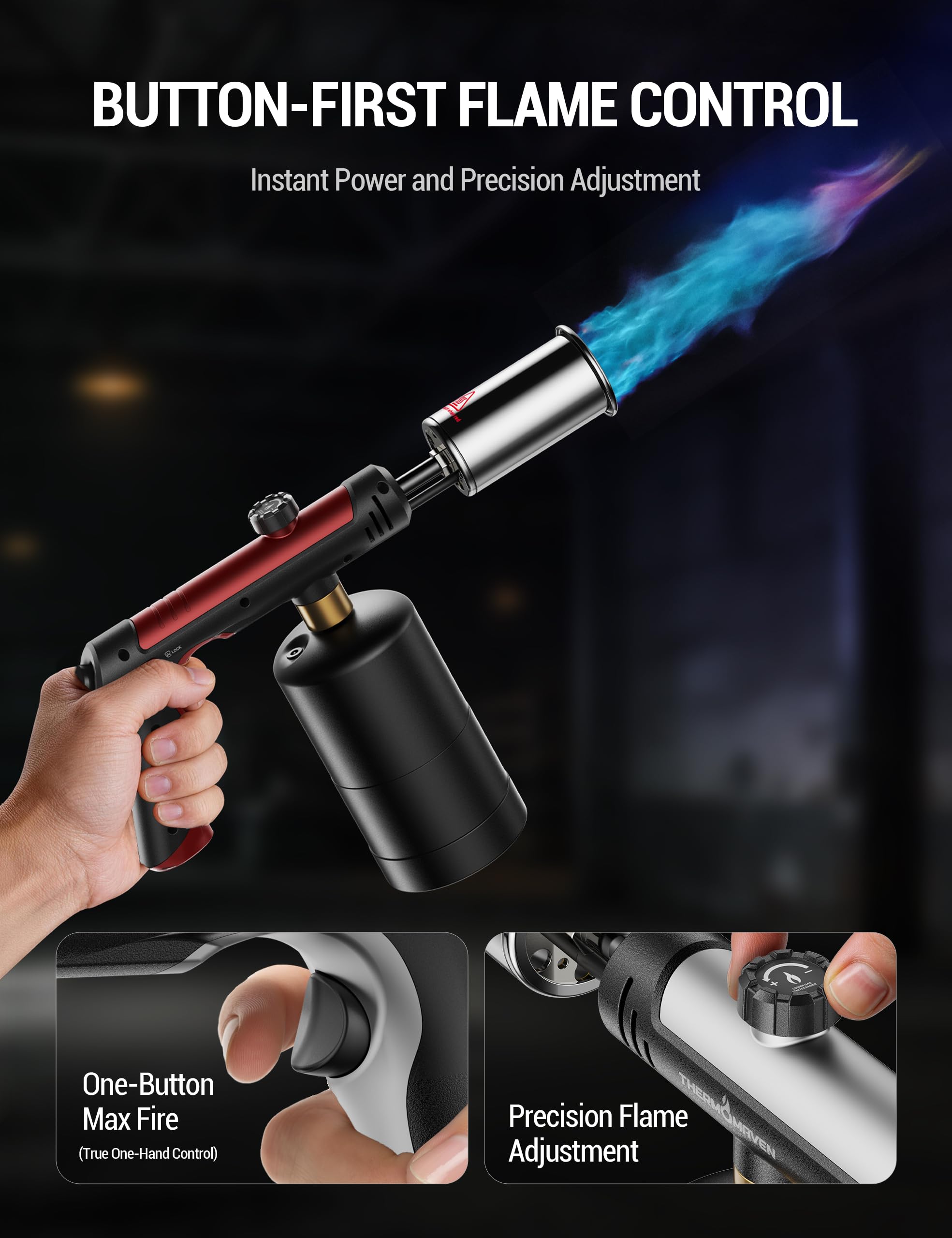 Adjustable Flame Propane Torch for BBQ & Cooking