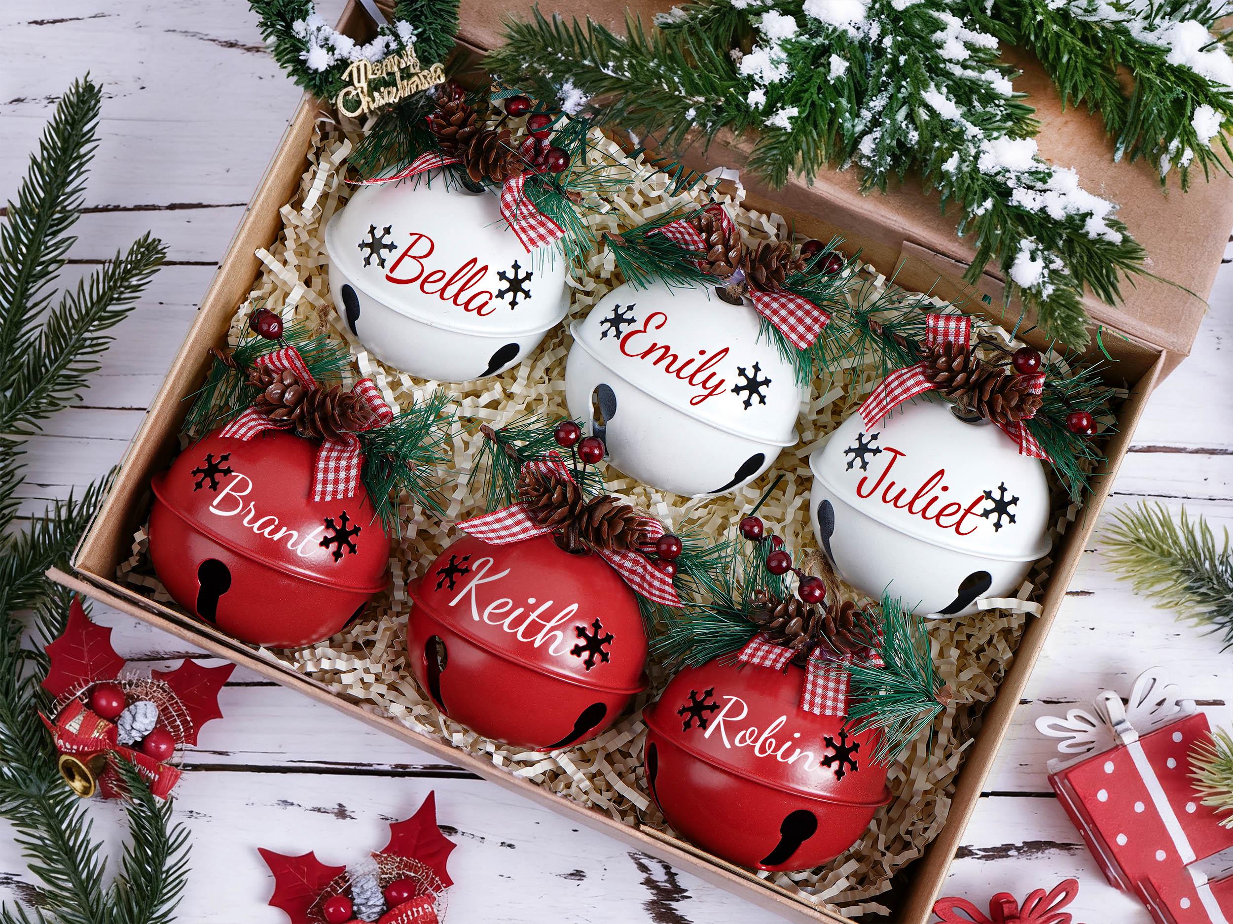 Personalized Christmas Bell Ornaments – Custom Name & Year Holiday Tree Decoration