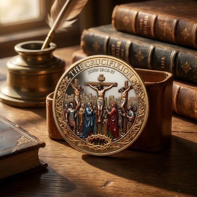 Jesus Crucifixion Christian Challenge Coin, Religious Collectible Faith Gift