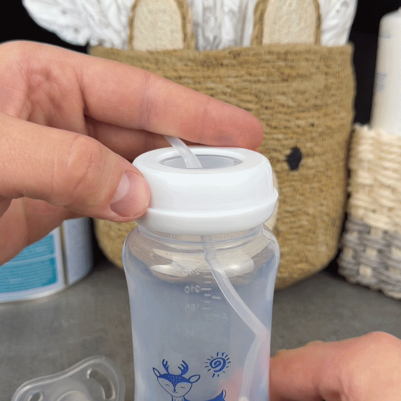 3-in-1 Hands-Free Baby Bottle, BPA-Free Feeding Bottle with Soft Silicone Nipple