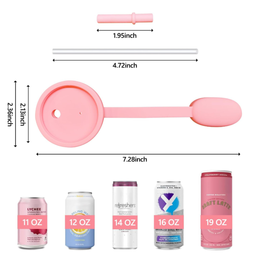 Soda Can Lid with Straw, Reusable Spill Proof Can Cover