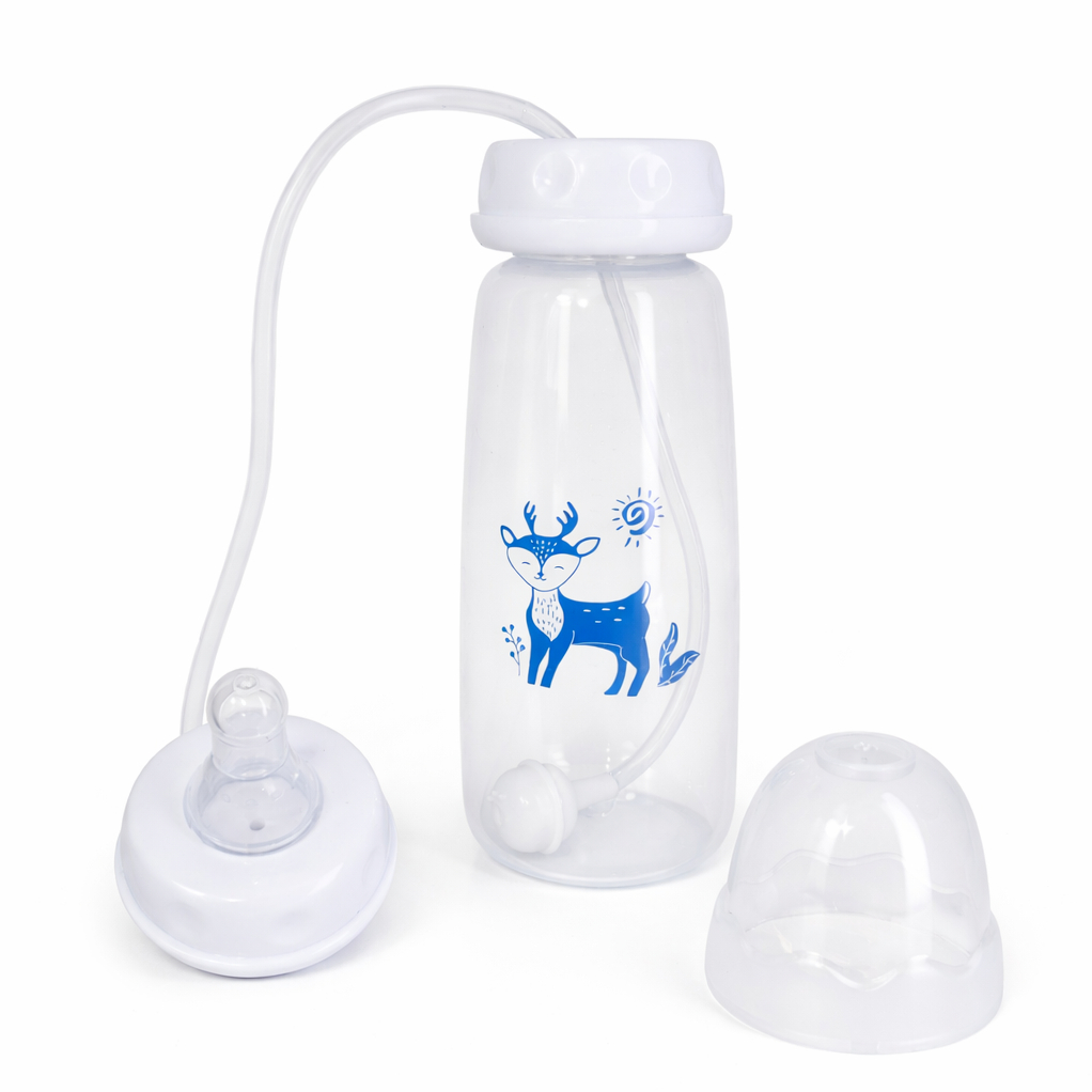 3-in-1 Hands-Free Baby Bottle, BPA-Free Feeding Bottle with Soft Silicone Nipple