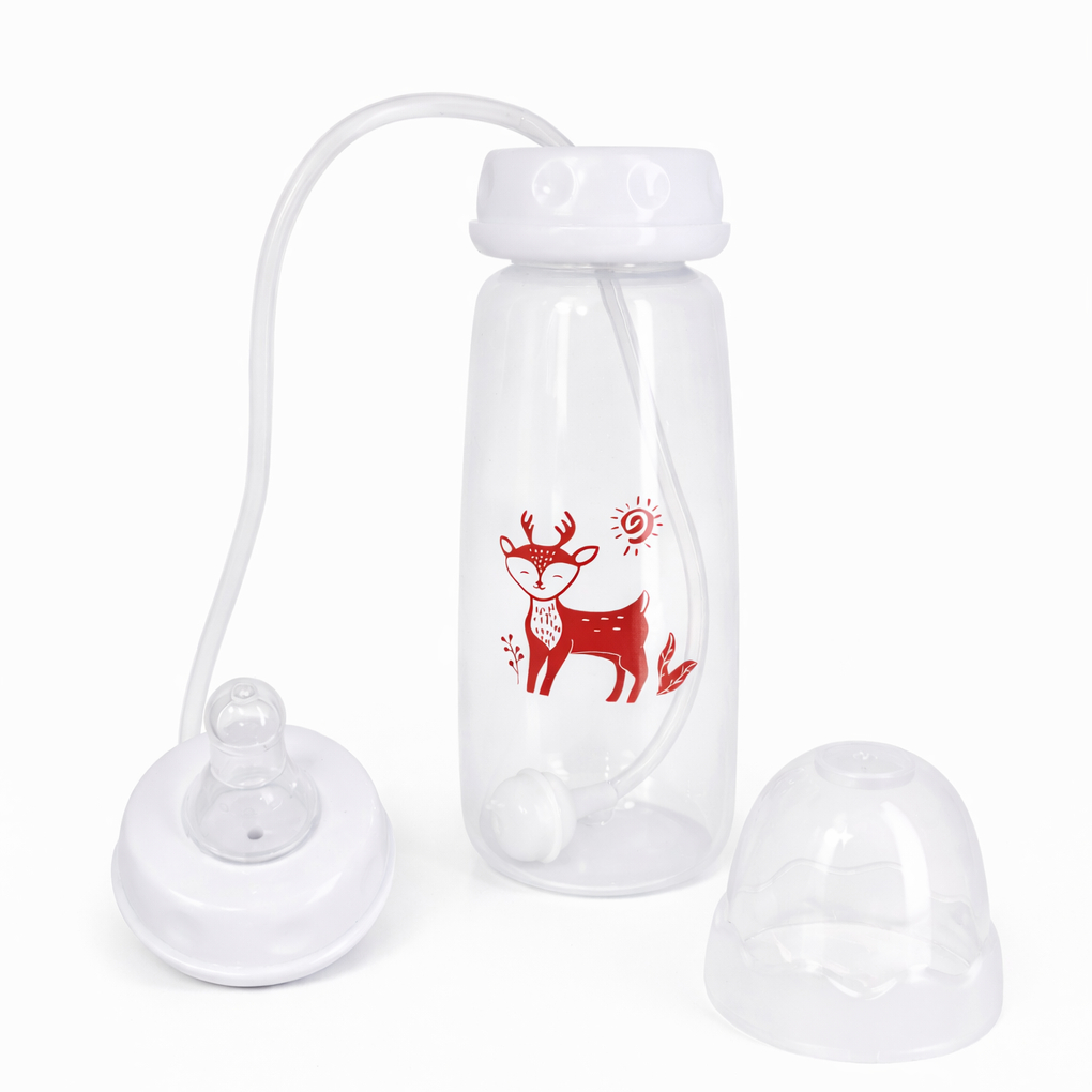 3-in-1 Hands-Free Baby Bottle, BPA-Free Feeding Bottle with Soft Silicone Nipple
