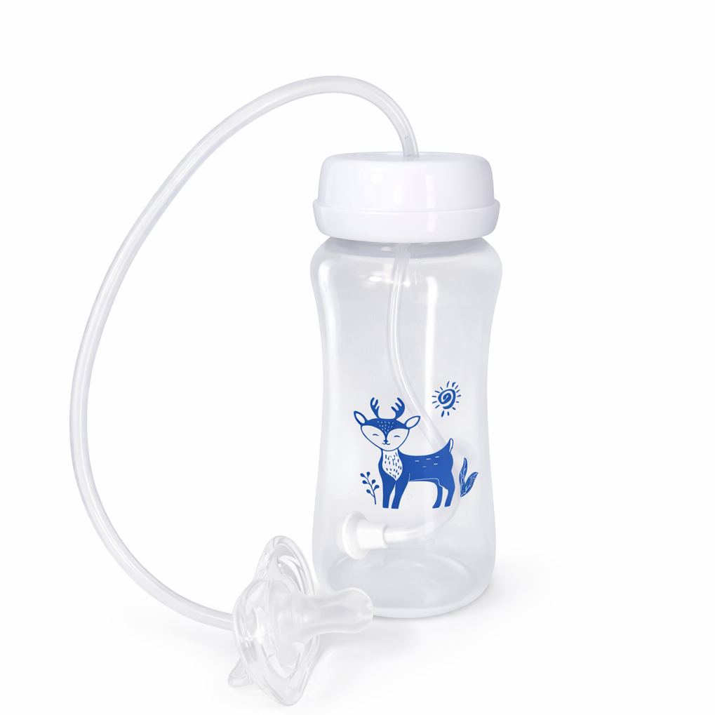 3-in-1 Hands-Free Baby Bottle, BPA-Free Feeding Bottle with Soft Silicone Nipple