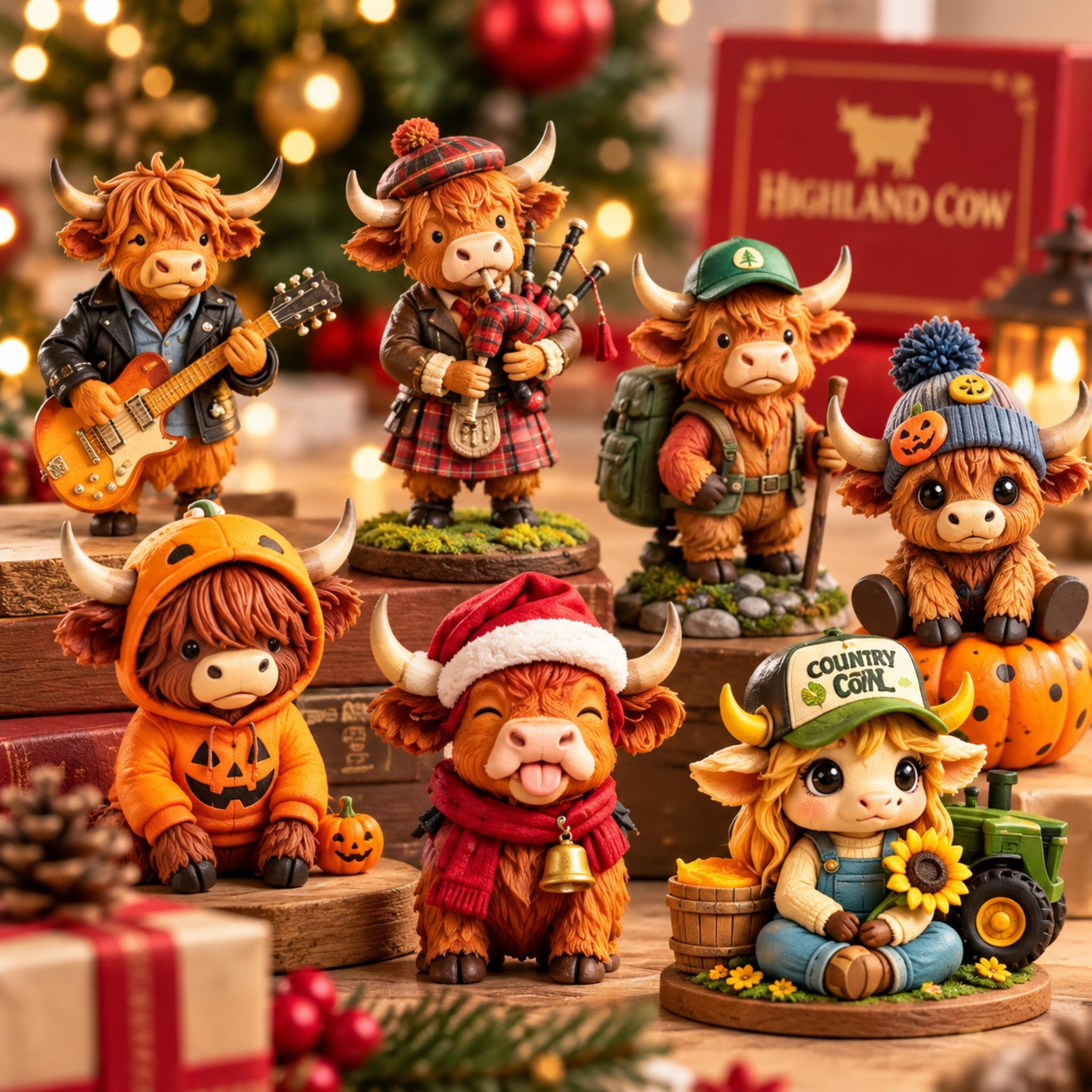 Highland Cow Advent Calendar 2026 – 24 Days of Christmas Mini Figurine Surprises