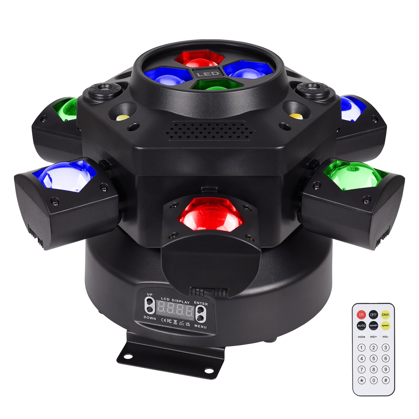 6-Arm Bee-Eye Moving Head DJ Light, 4-in-1 RGBW Stage Light